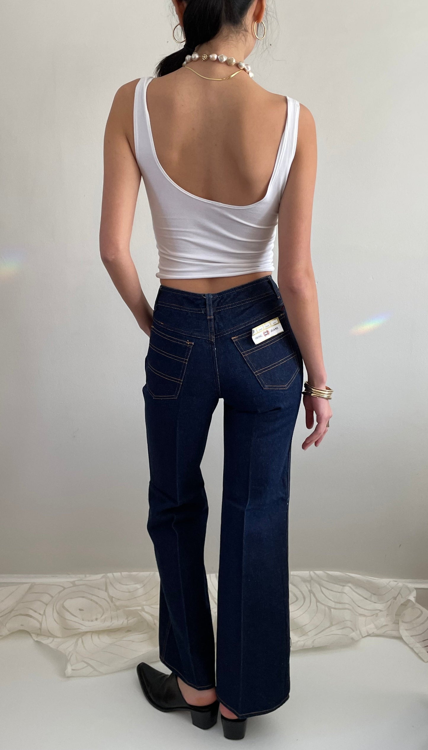 vintage 90s dark wash flared wide leg Deadstock NWT Swing Jeans | size 26 waist