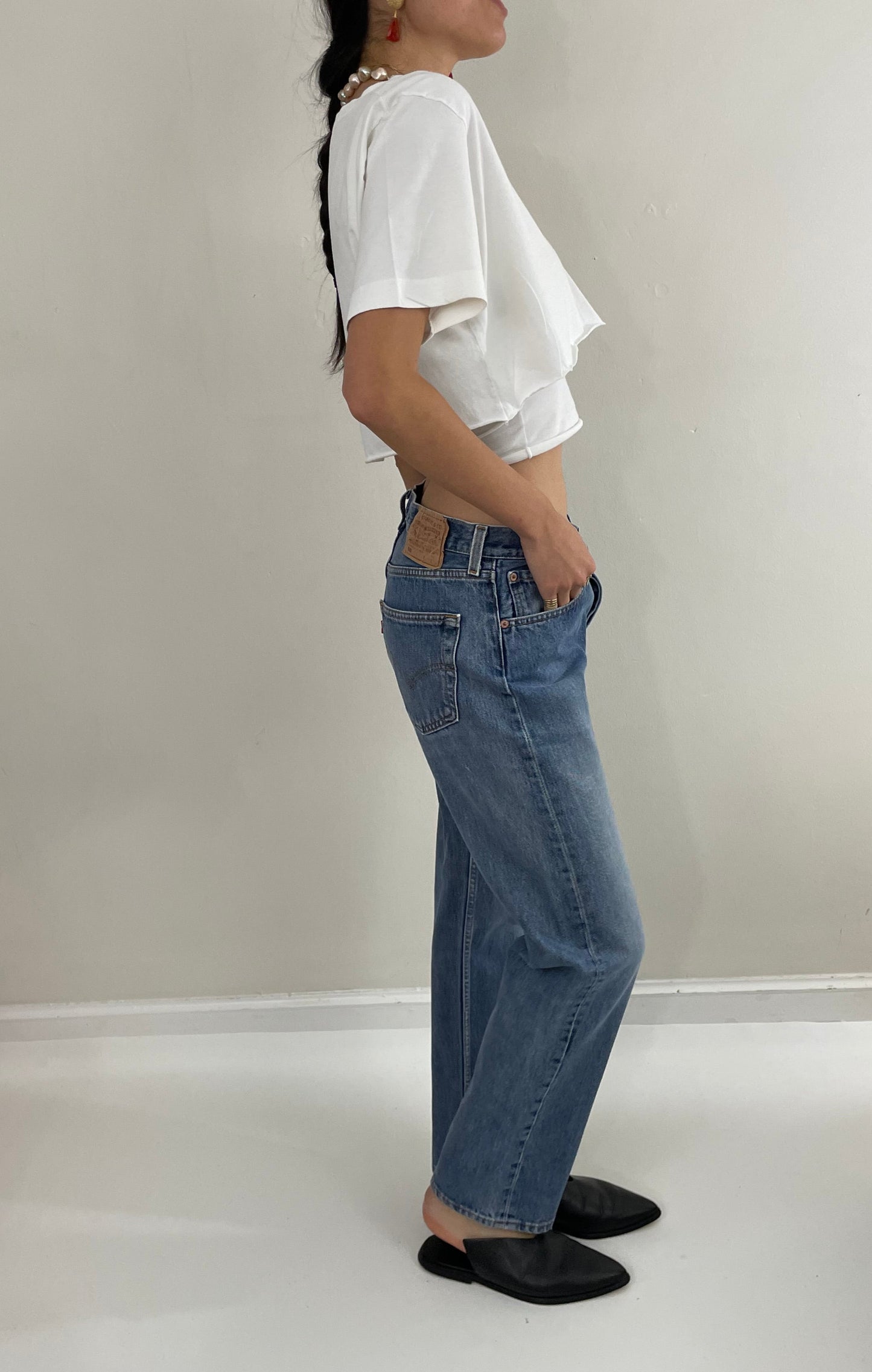 Vintage 80s Levi's 501 medium wash button fly iconic red tab Levis jeans made in USA size 30 x 30