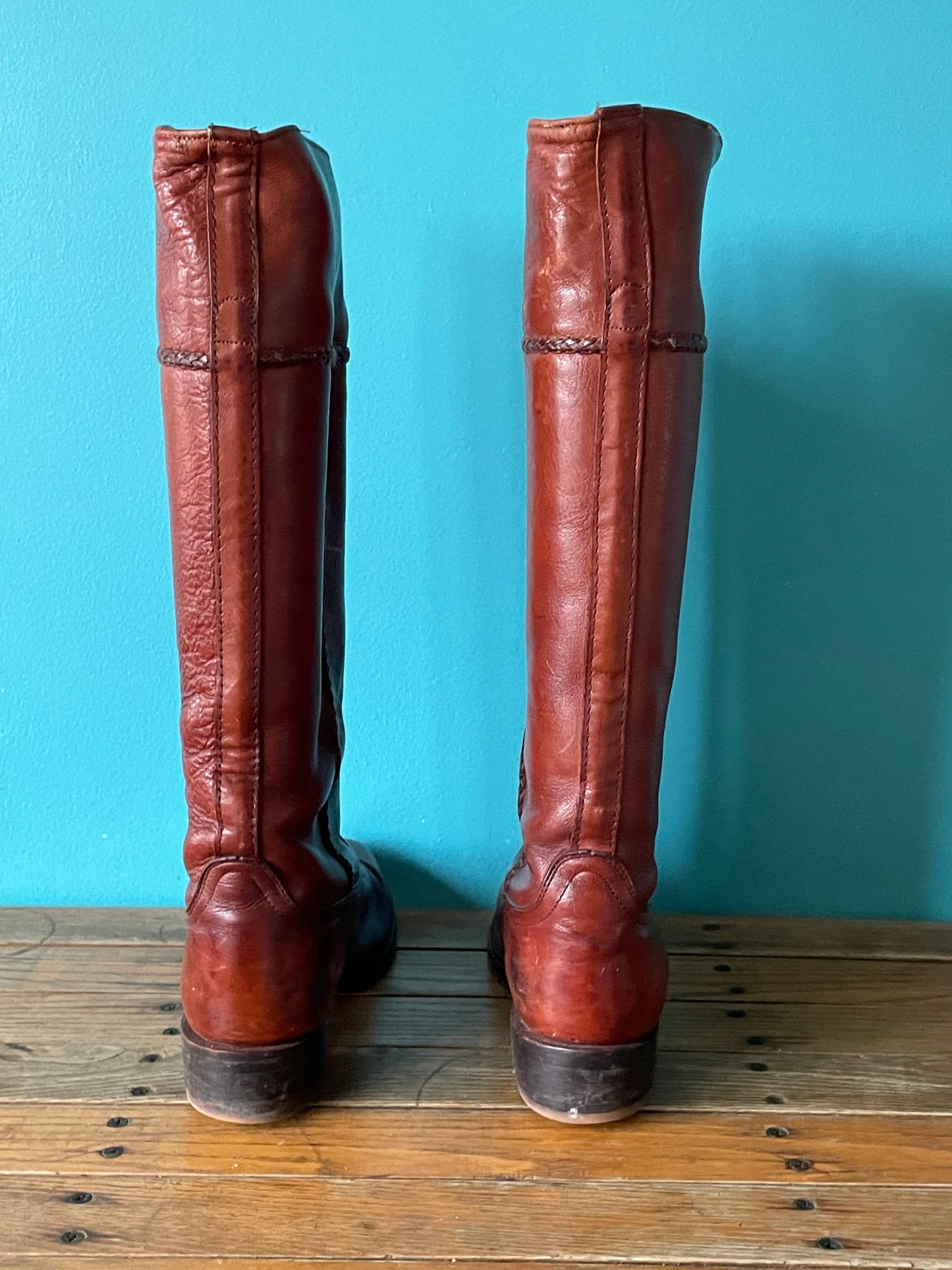 Vintage 70s Frye Leather Boots Tall Chestnut Leather Campus Boots 7.5 B