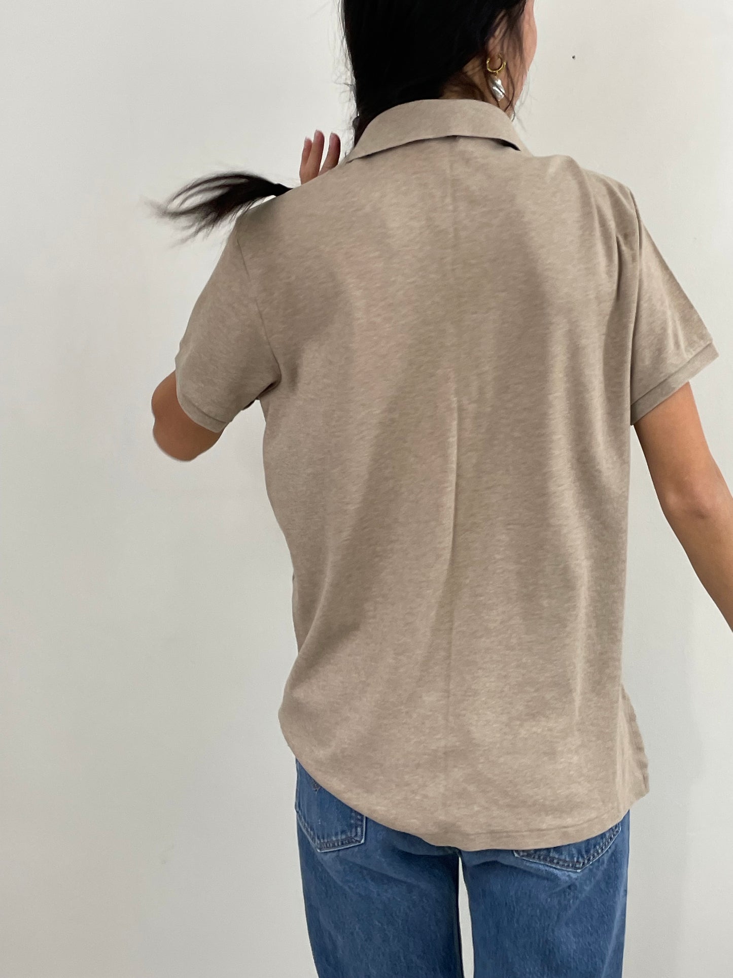 Vintage Y2K Ralph Lauren Oatmeal Cotton Boyfriend Polo Shirt