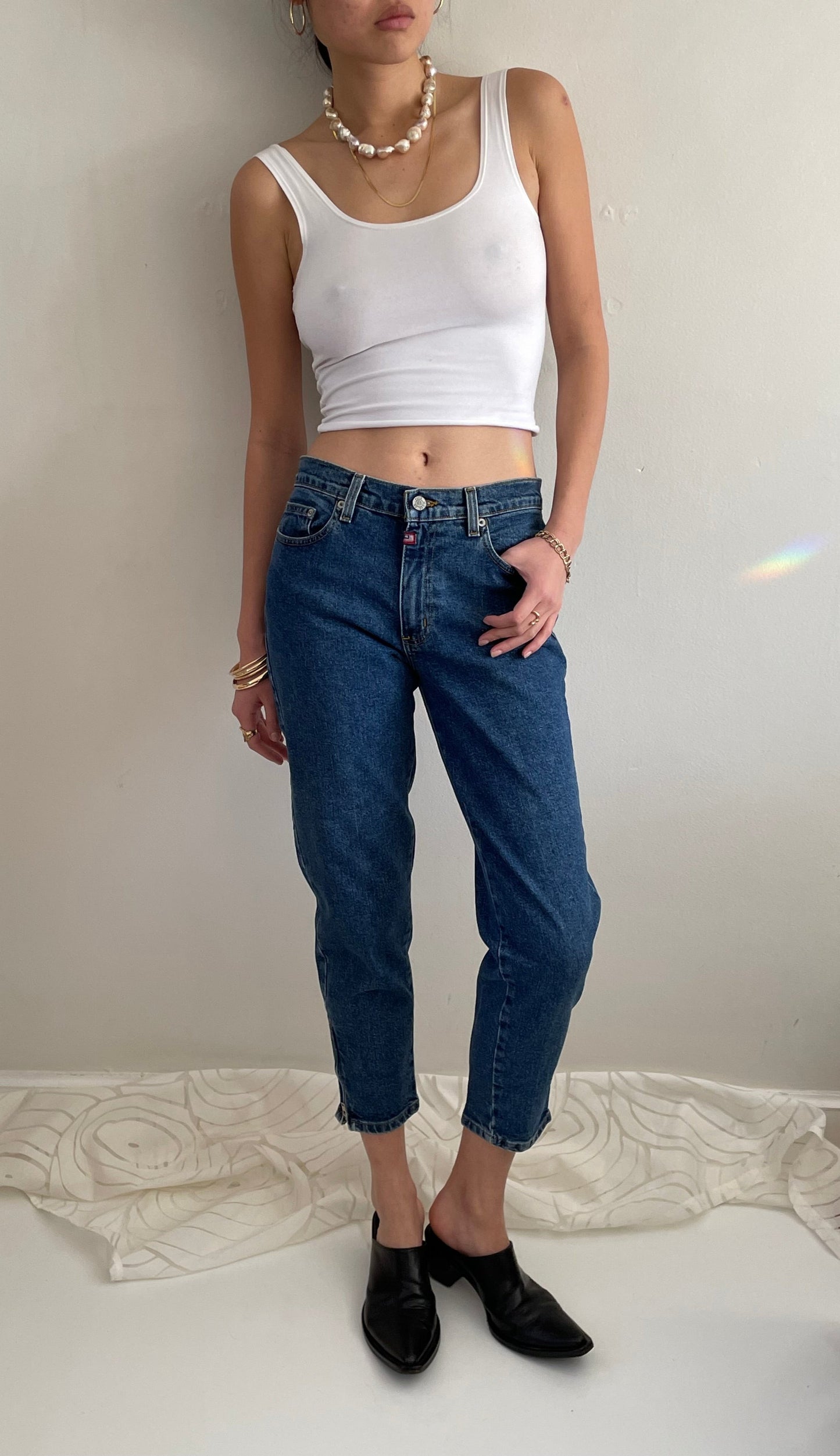 vintage 90s Ralph Lauren cropped capri ankle zip jeans size 29 waist
