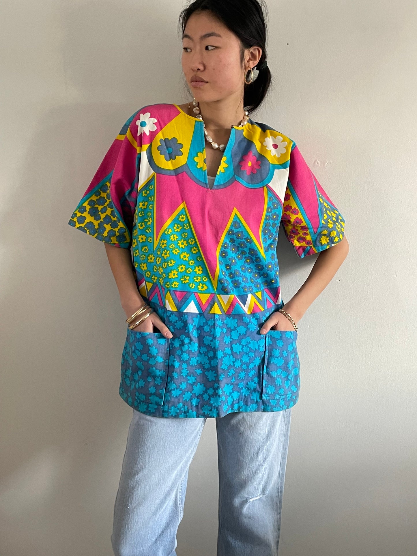 vintage 60s Mod beach cover up mini dress Surf Togs