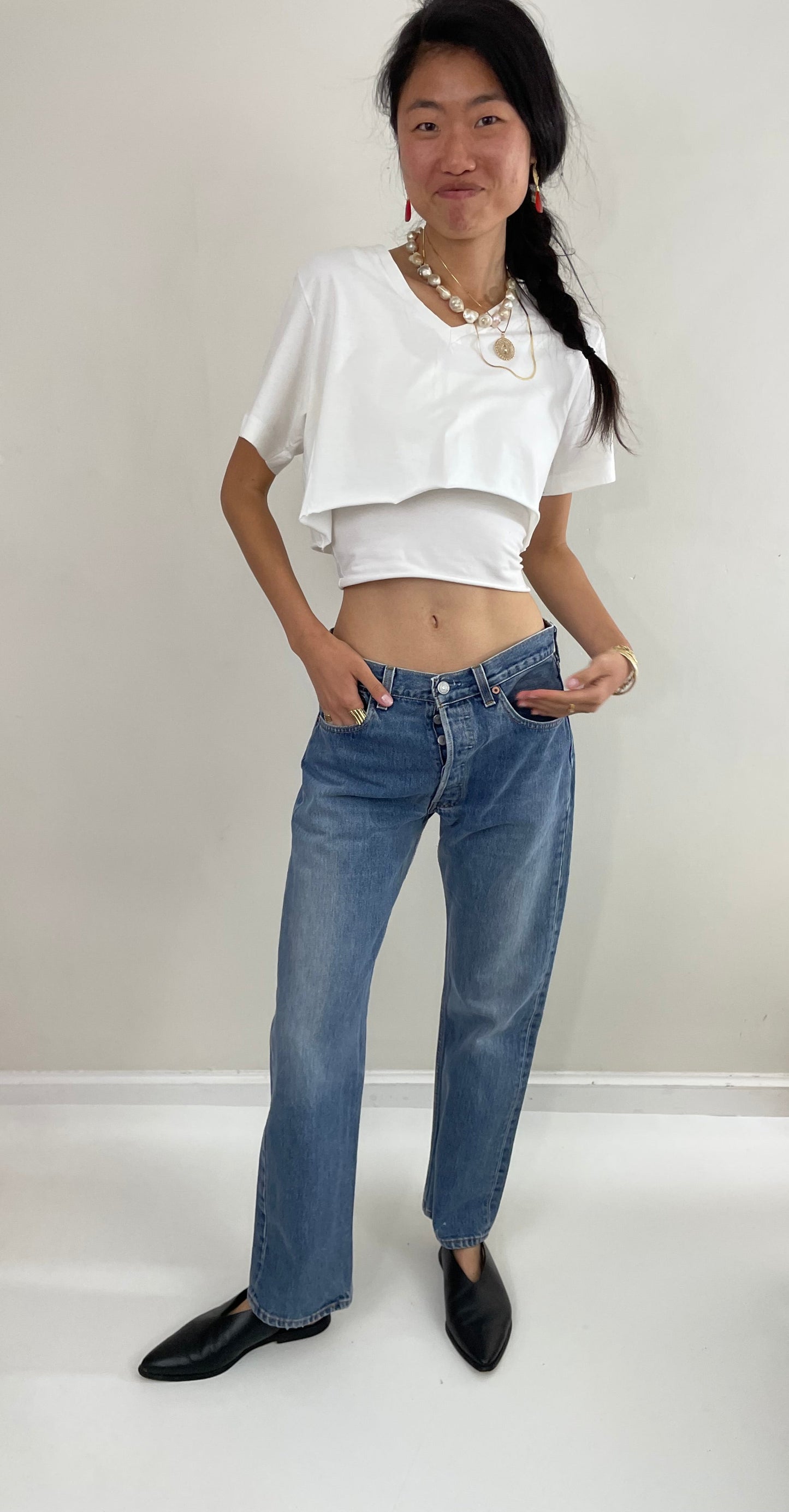 Vintage 80s Levi's 501 medium wash button fly iconic red tab Levis jeans made in USA size 30 x 30
