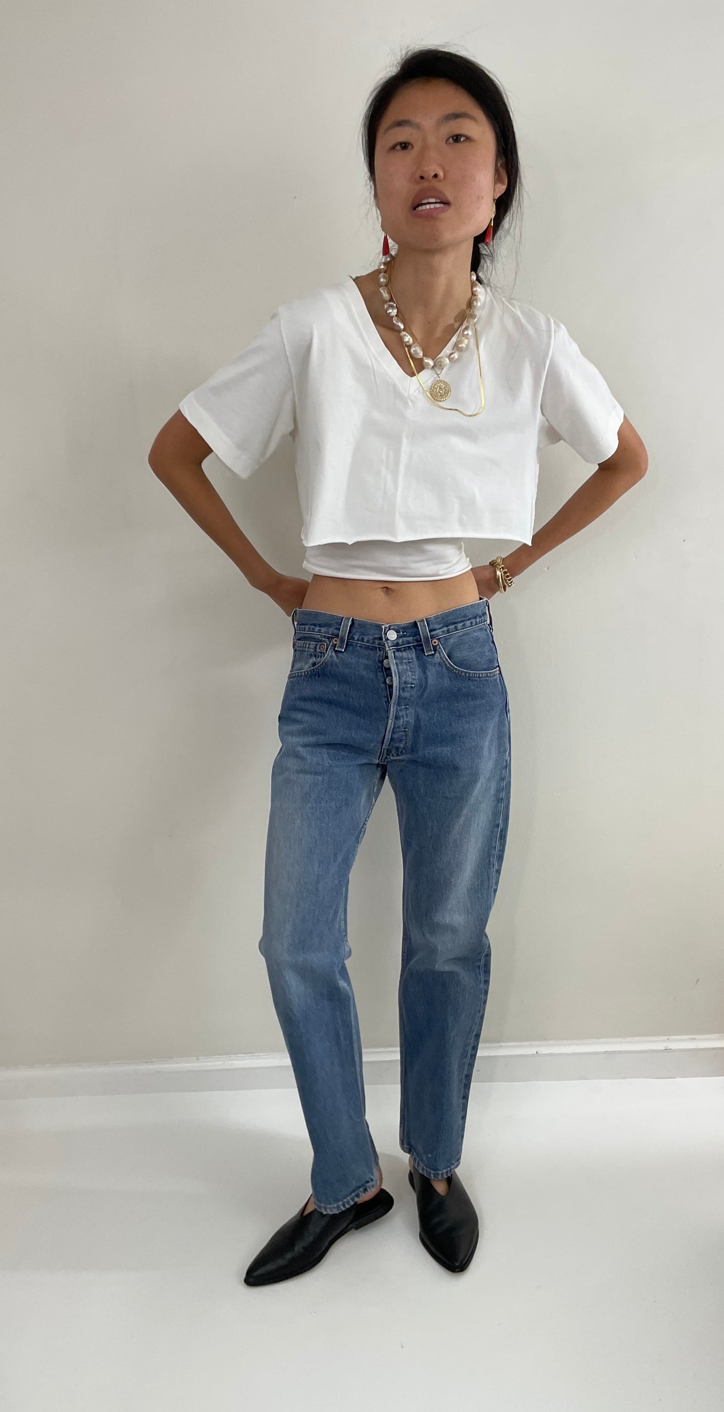 Vintage 80s Levi's 501 medium wash button fly iconic red tab Levis jeans made in USA size 30 x 30
