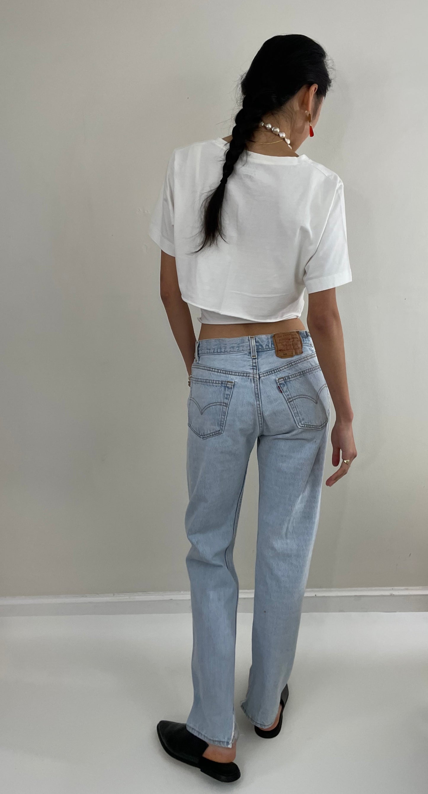 Vintage 80s Levi's 501 faded light wash button fly boyfriend Levis red tab jeans made in USA size 29 x 31