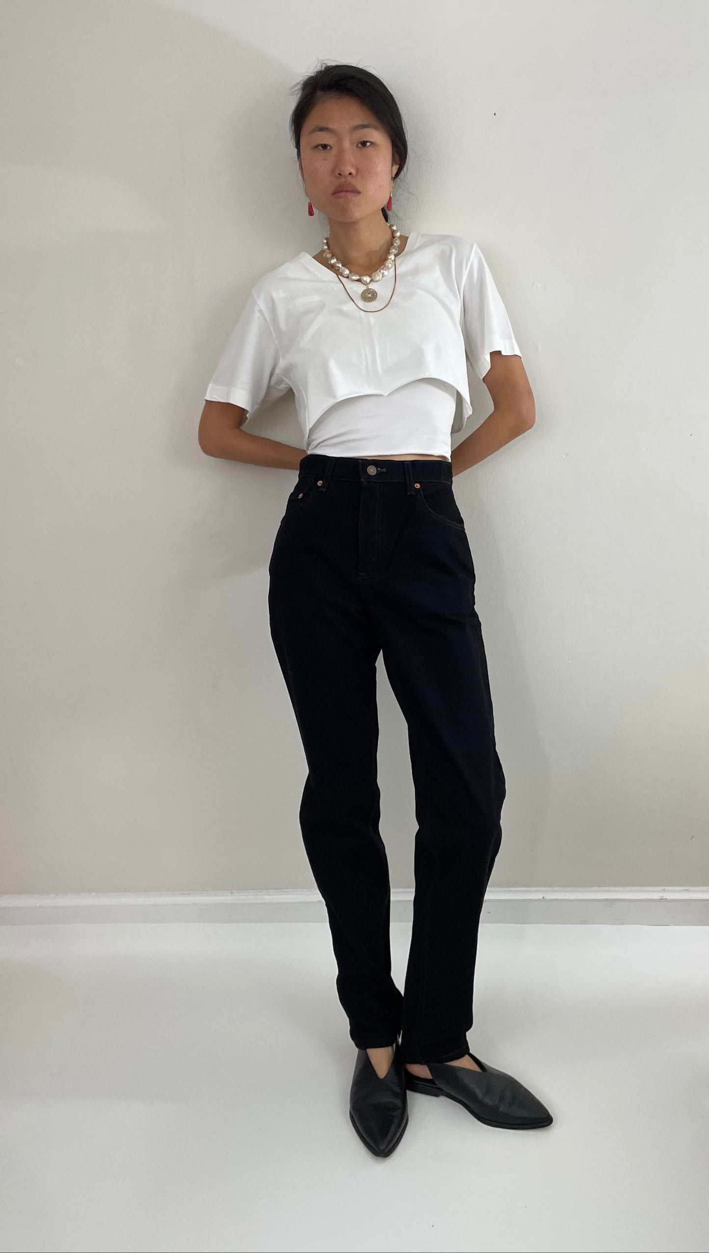 Vintage black 80s Levi's 550 high waisted tall zipper fly dark black dressy deadstock new 80s Levis tall jeans size 27 x 33