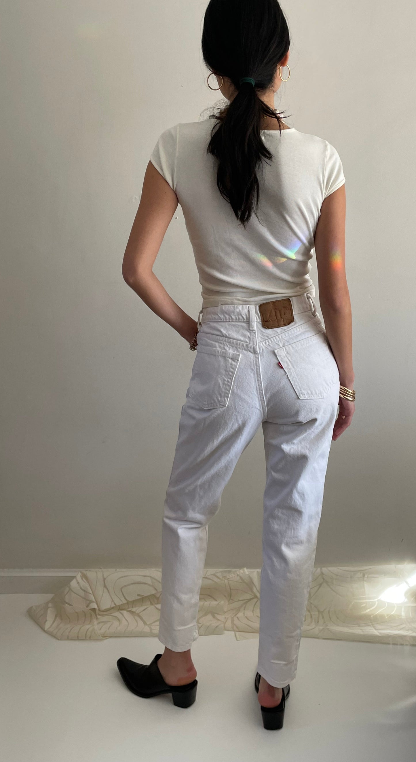 vintage 80s white Levi's womens high waisted red tab white Levis jeans USA size 27