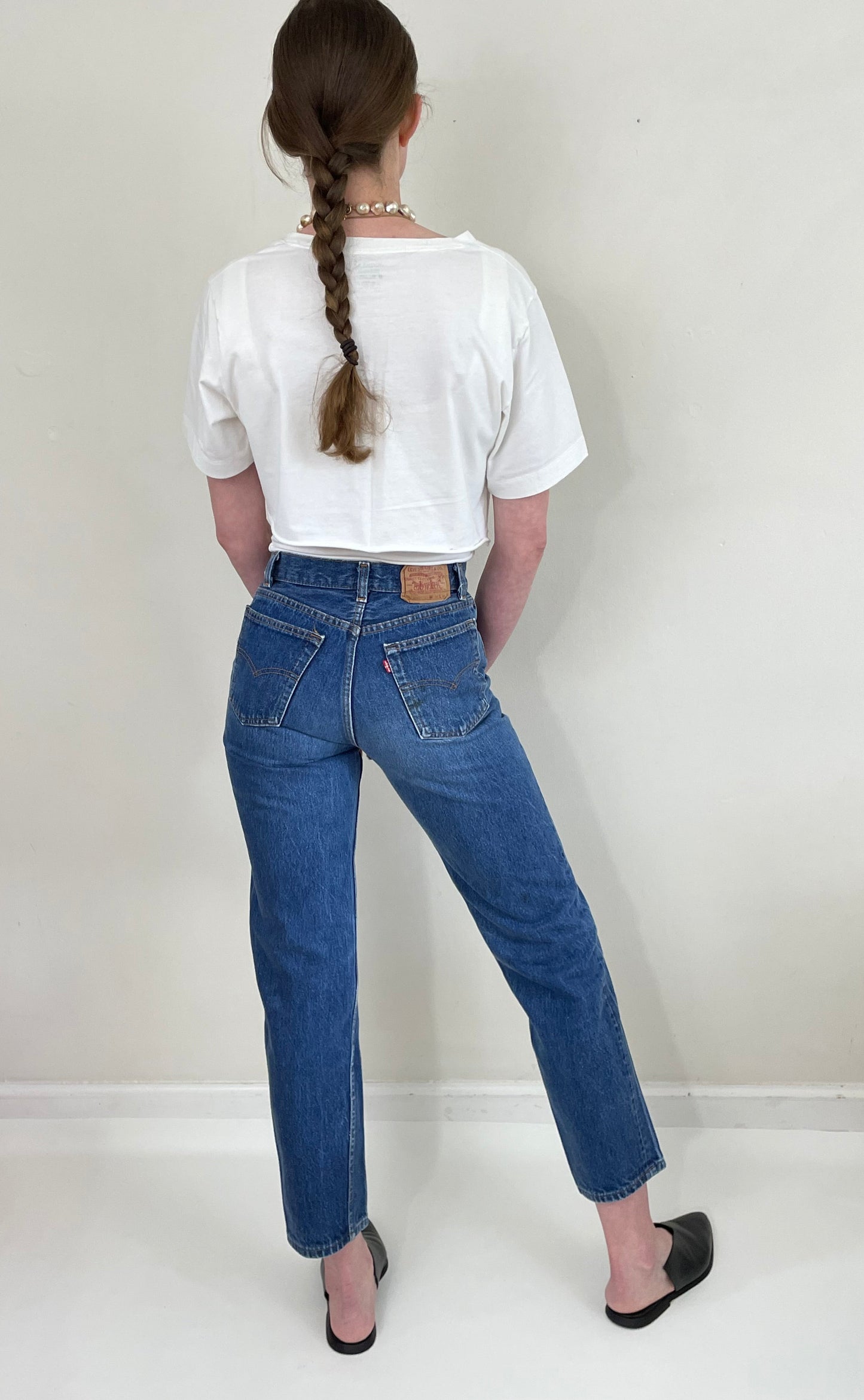 vintage 80s Levi's 501s button fly petite student fit medium wash Levis 701 jeans for women Small size 27 x 29