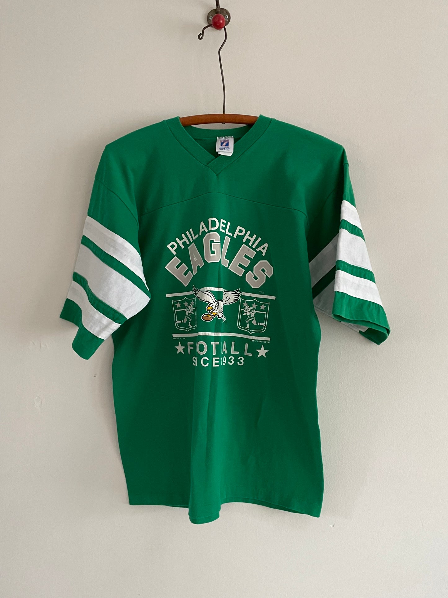 Vintage 90s Philadelphia Eagles Kelly Green Football T-Shirt Jersey Boyfriend Shirt L