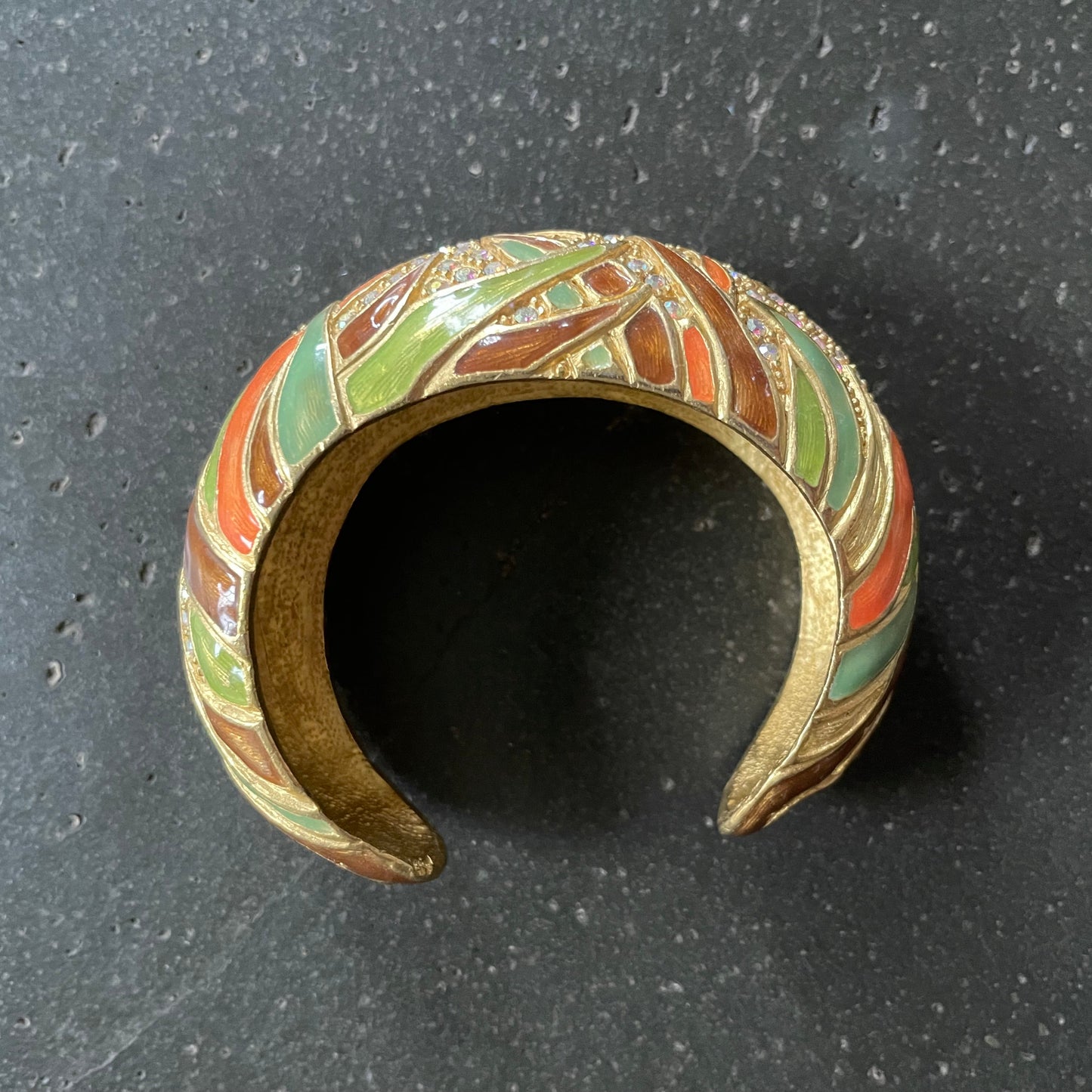 Vintage 90s Roxanne Assoulin Enamel Cuff Bracelet and Door Knocker Earring Matching Set Jewelry