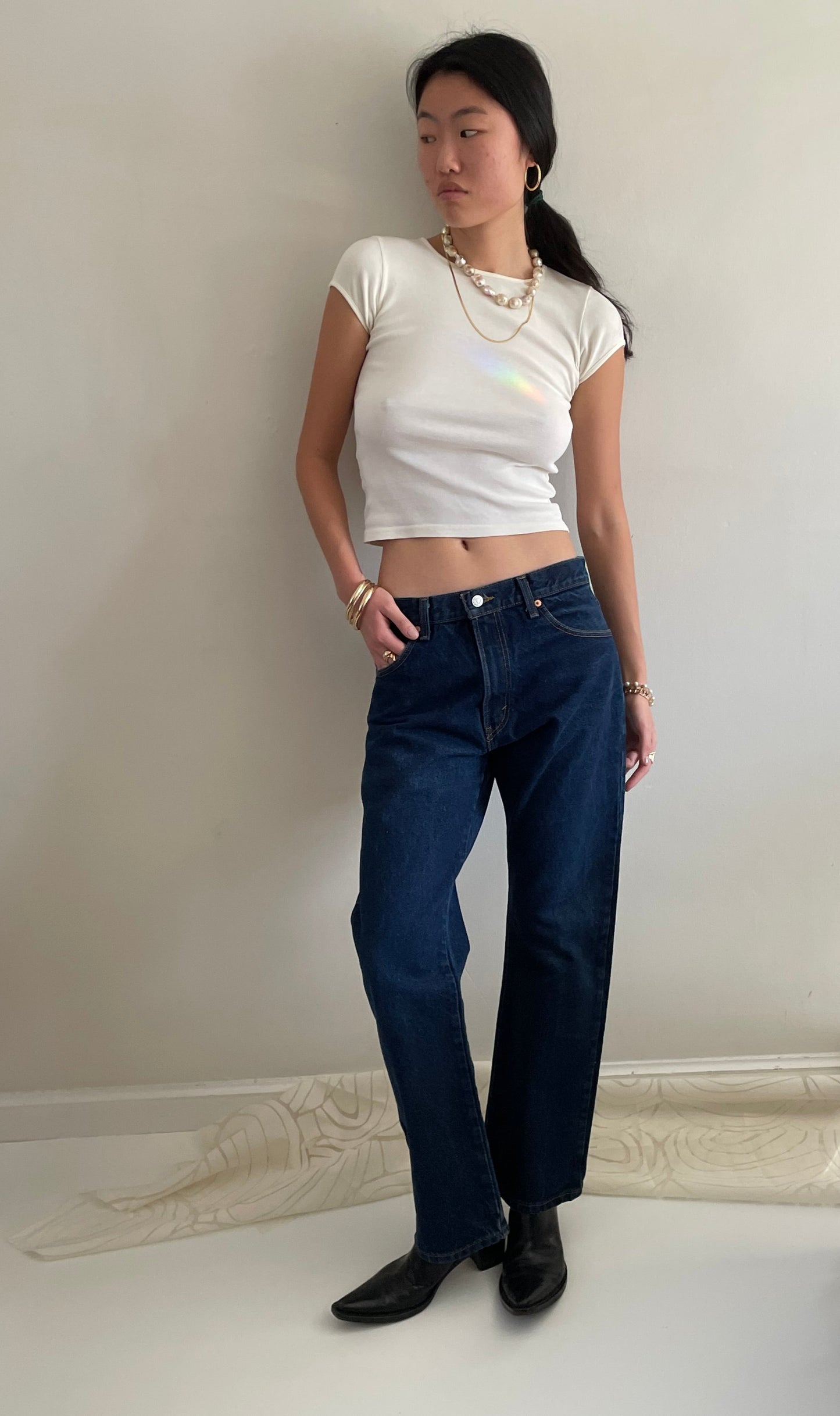 vintage Levi's 517 dark wash boyfriend cowboy zipper fly Levis jeans size 32 x 30
