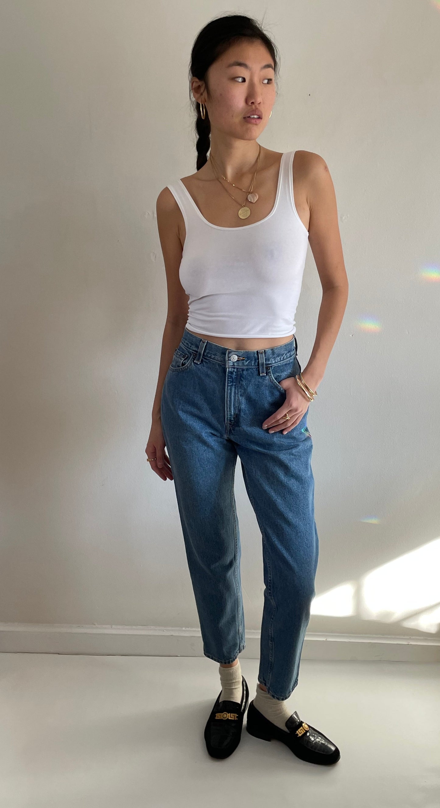 Vintage Levi's high waisted faded medium wash zipper fly womens petite Levis 550 jeans size 26 x 29