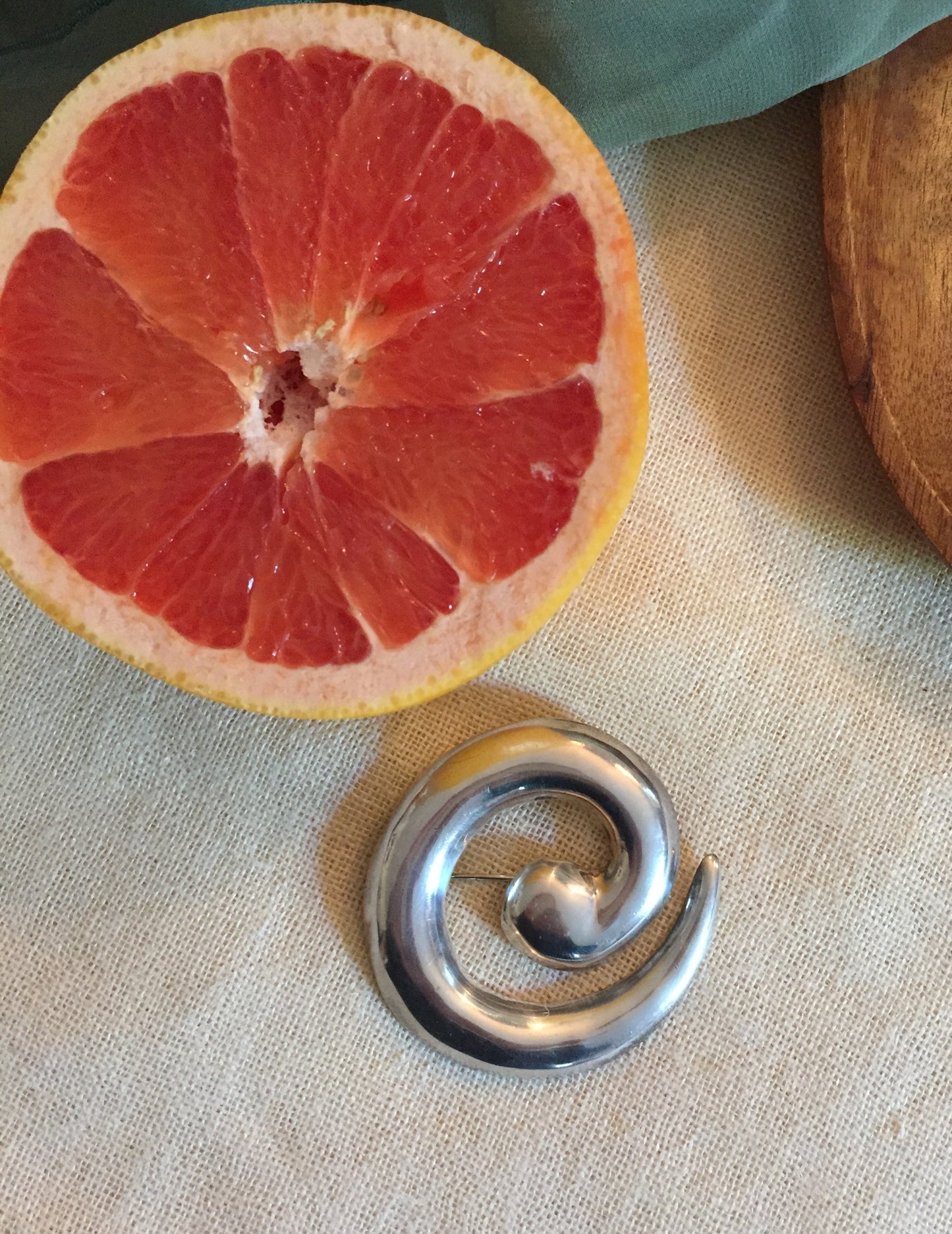 vintage 90s Taxco sterling silver 925 handcrafted large puffy modernist pendant brooch Mexico Taxco