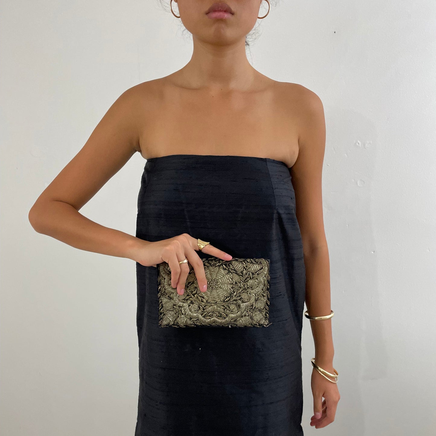 Vintage antique embroidered small clutch