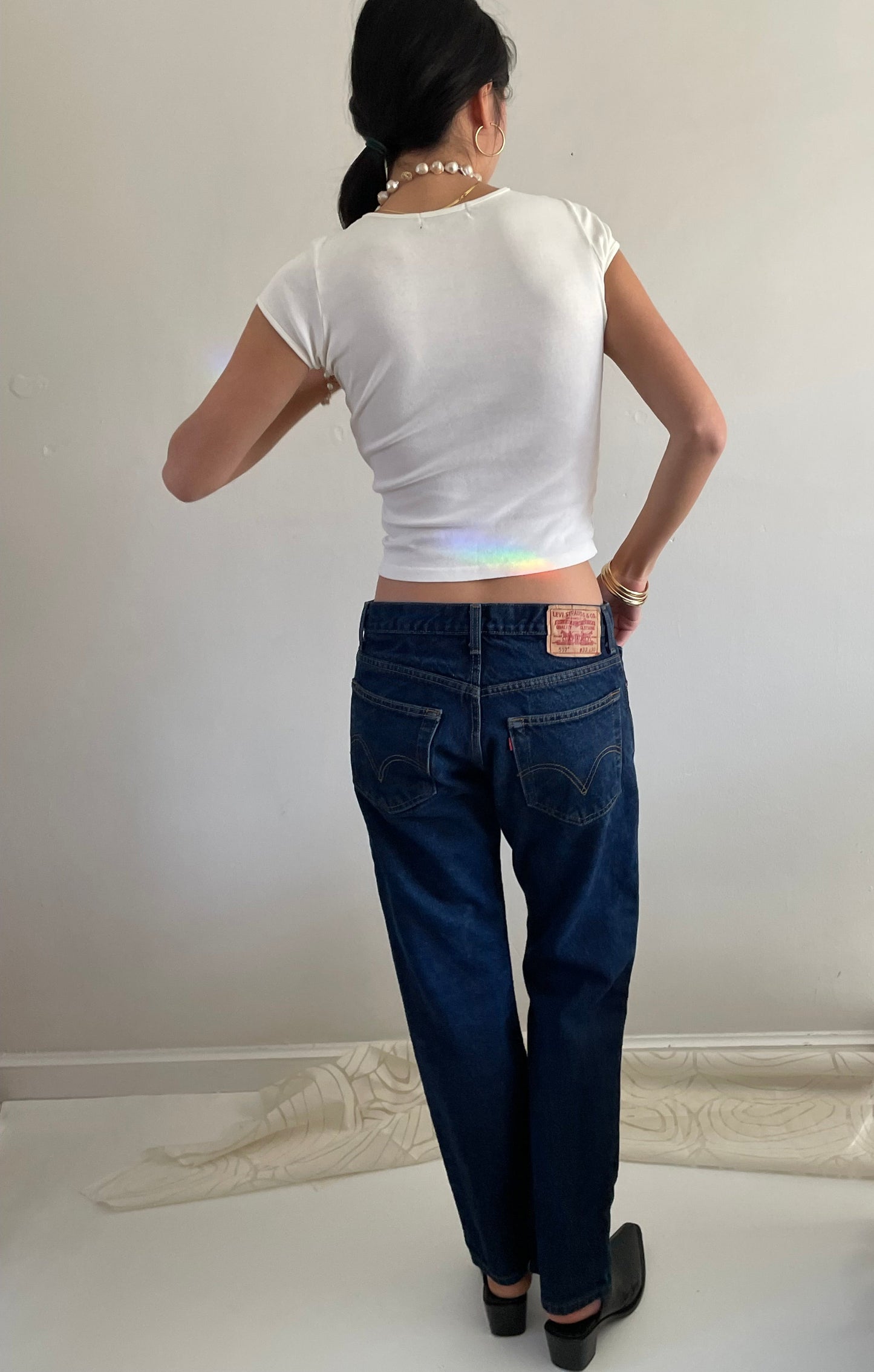 vintage Levi's 517 dark wash boyfriend cowboy zipper fly Levis jeans size 32 x 30