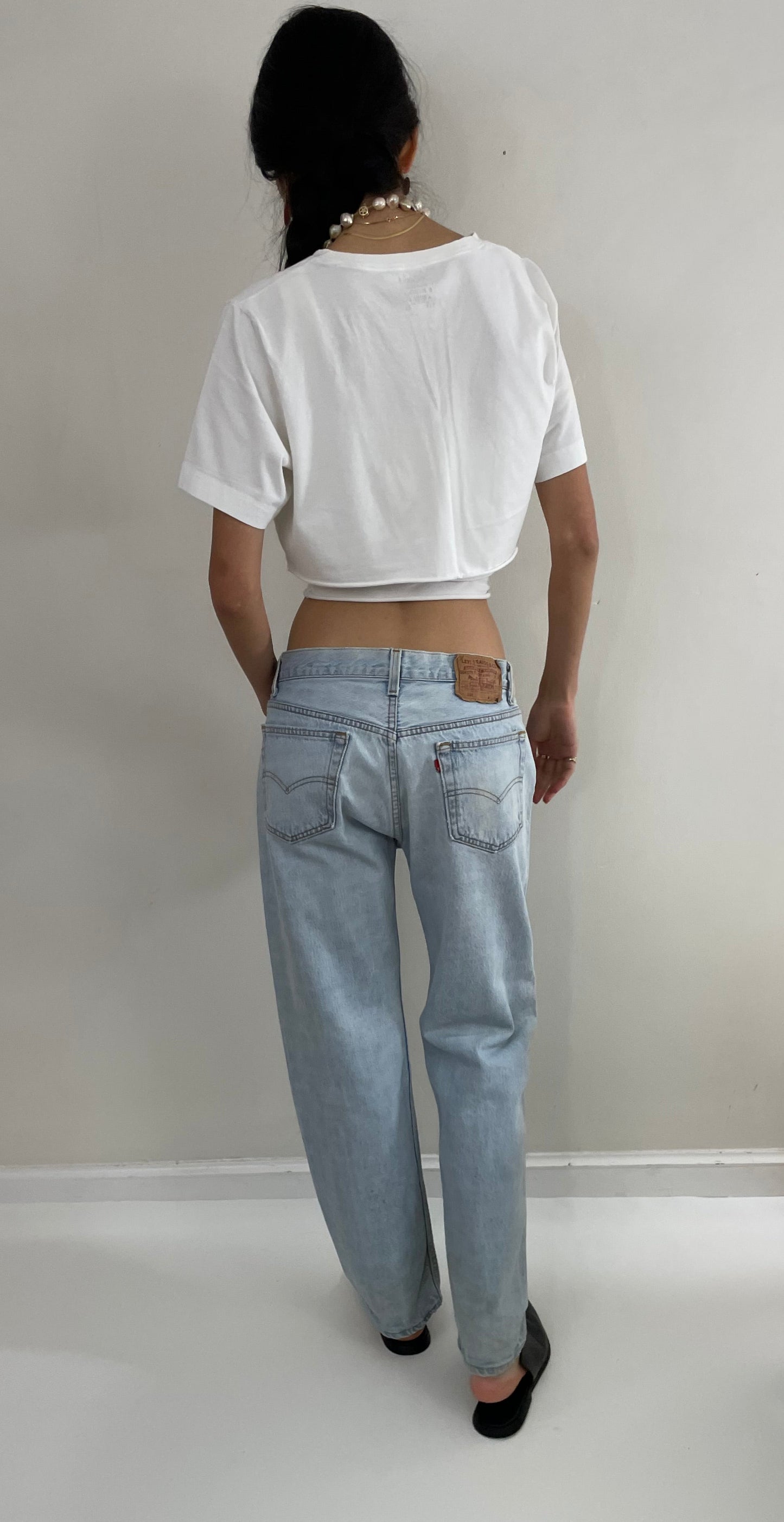 Vintage 80s Levi's 501 faded button fly light stone wash red tab Levis iconic jeans USA size 32 x 29