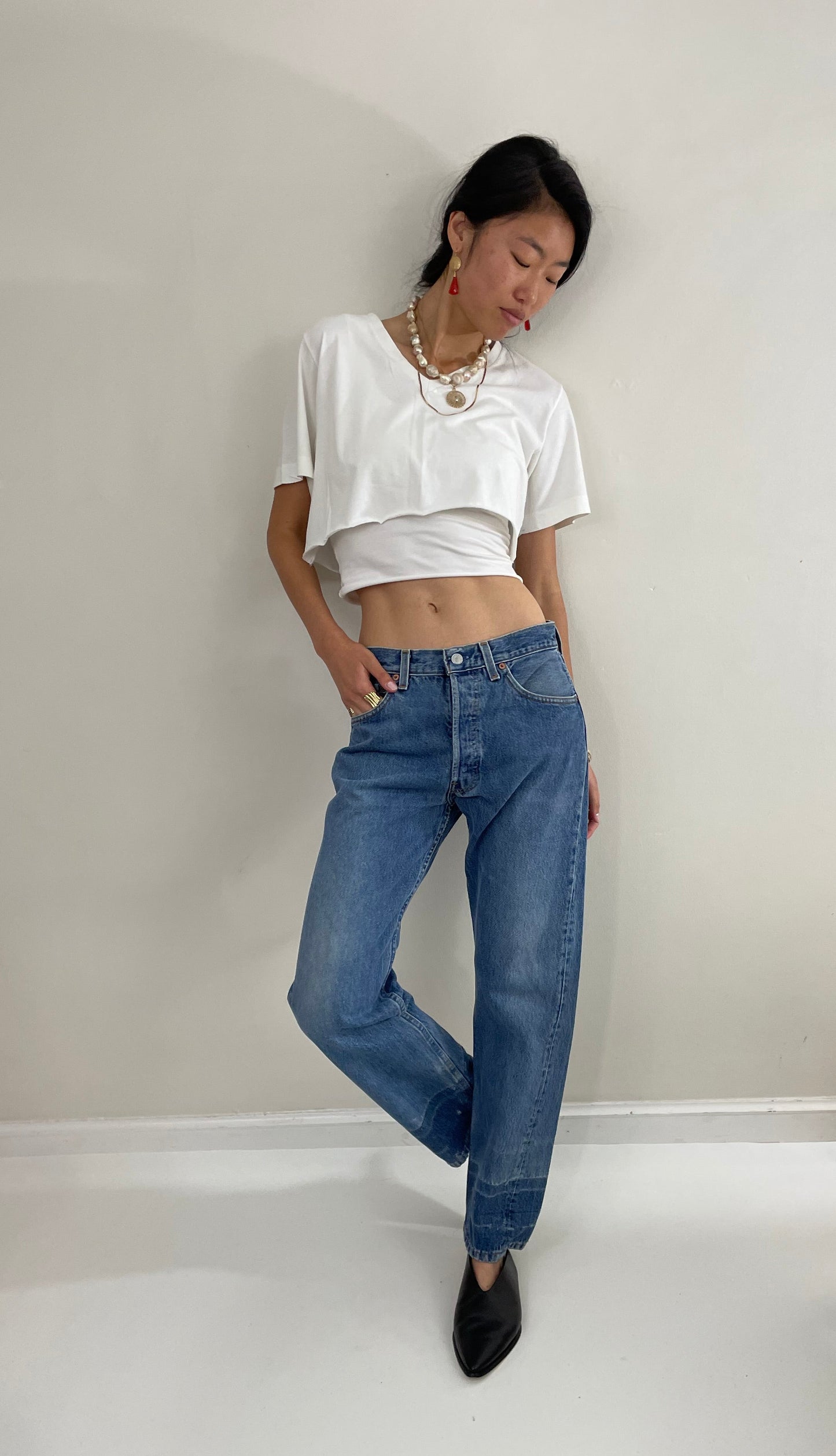 Vintage 80s Levi's 501 medium wash button fly iconic red tab faded Levis jeans made in USA size 30 x 30