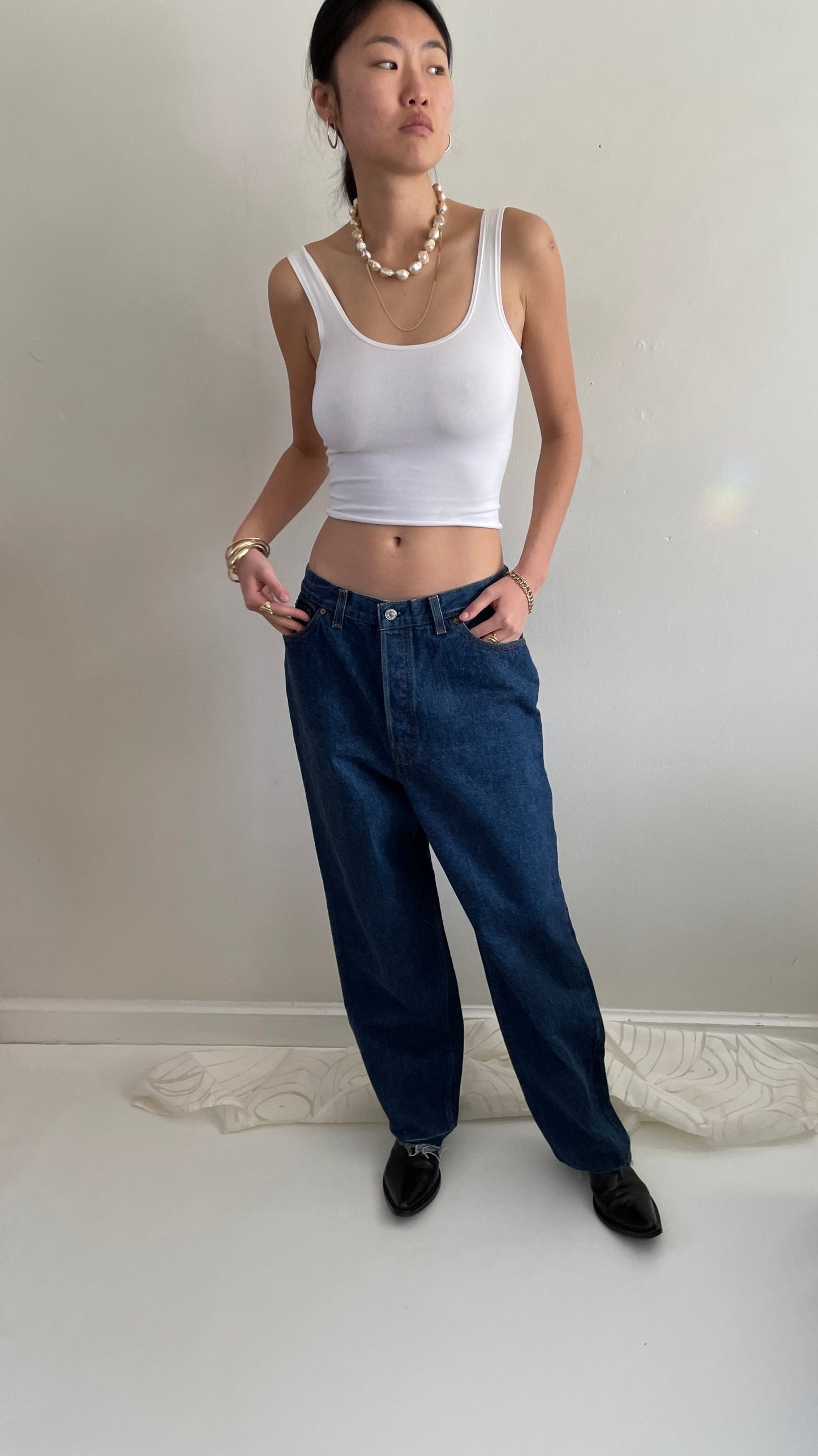 vintage 70s Levi's raw dark wash baggy Levis jeans 501 0115 32 x 30