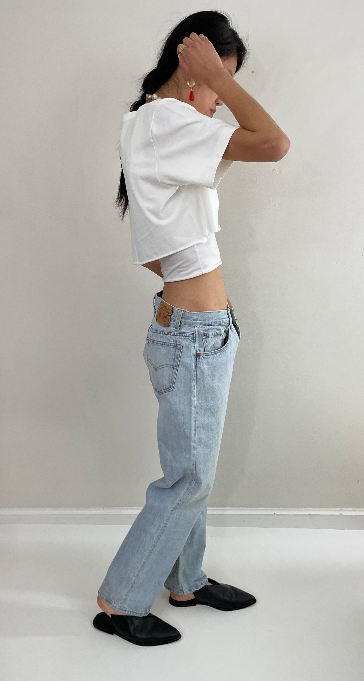 Vintage 80s Levi's 501 faded button fly light stone wash red tab Levis iconic jeans USA size 32 x 29