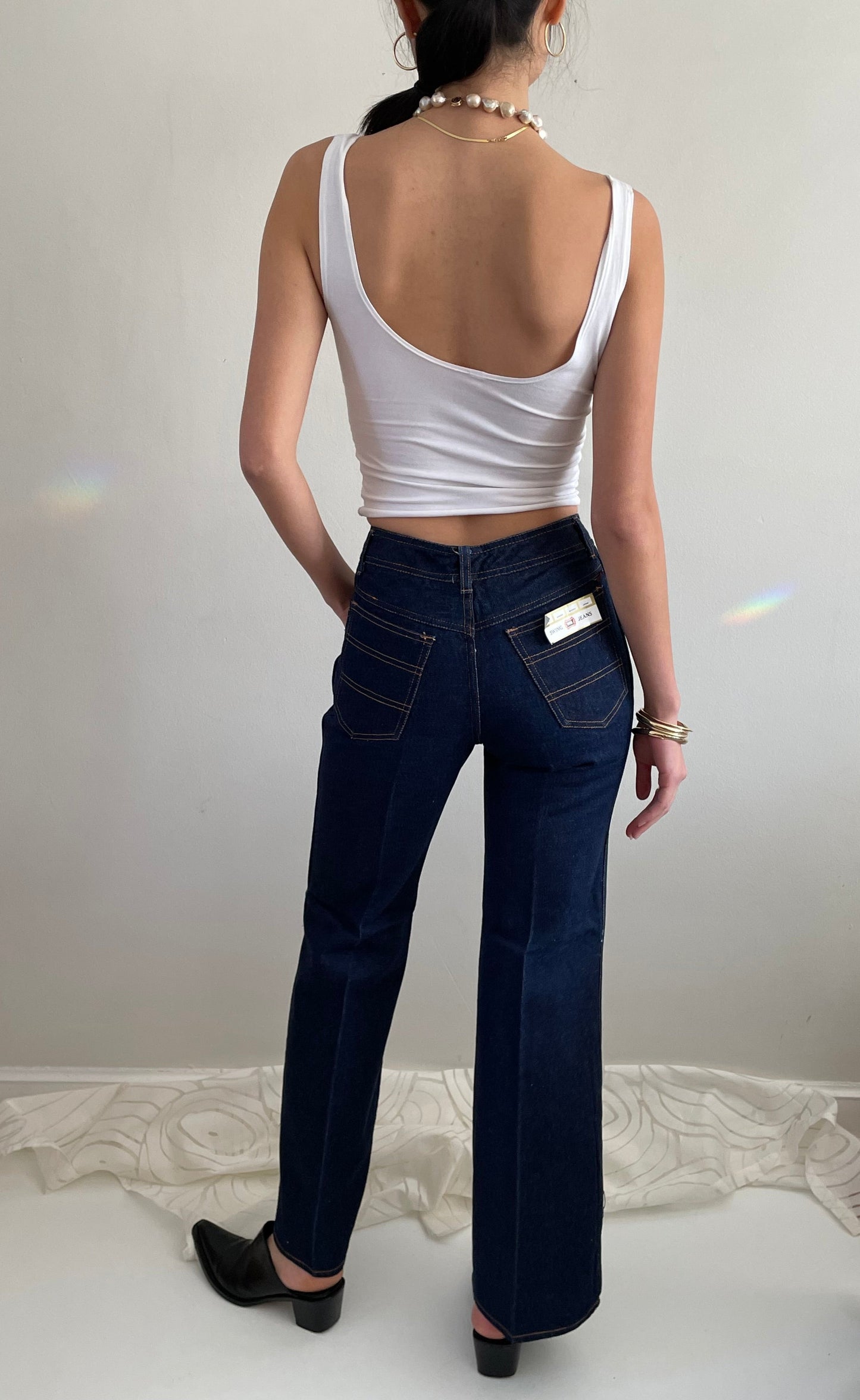 vintage 90s dark wash flared wide leg Deadstock NWT Swing Jeans | size 26 waist