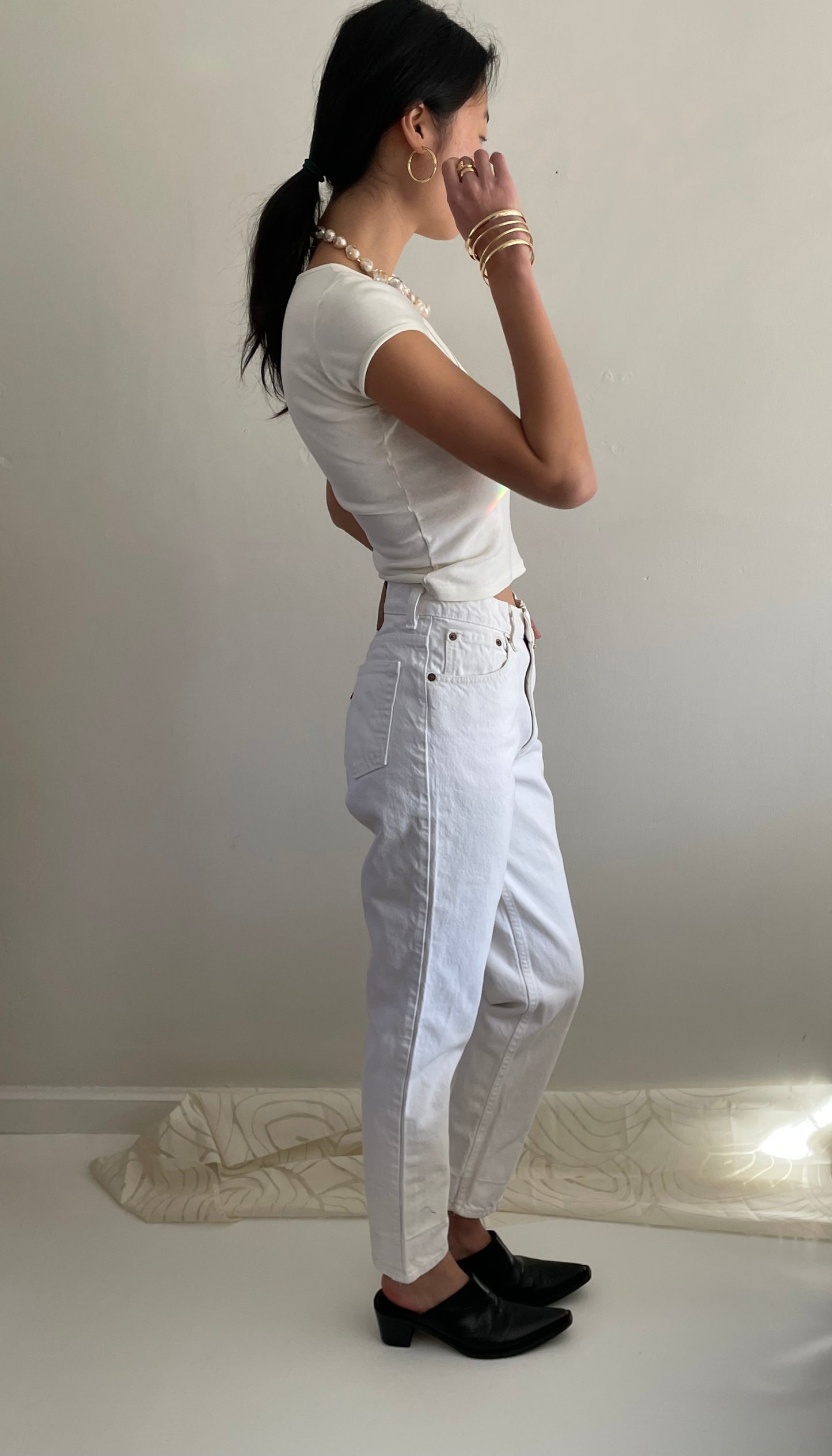 vintage 80s white Levi's womens high waisted red tab white Levis jeans USA size 27