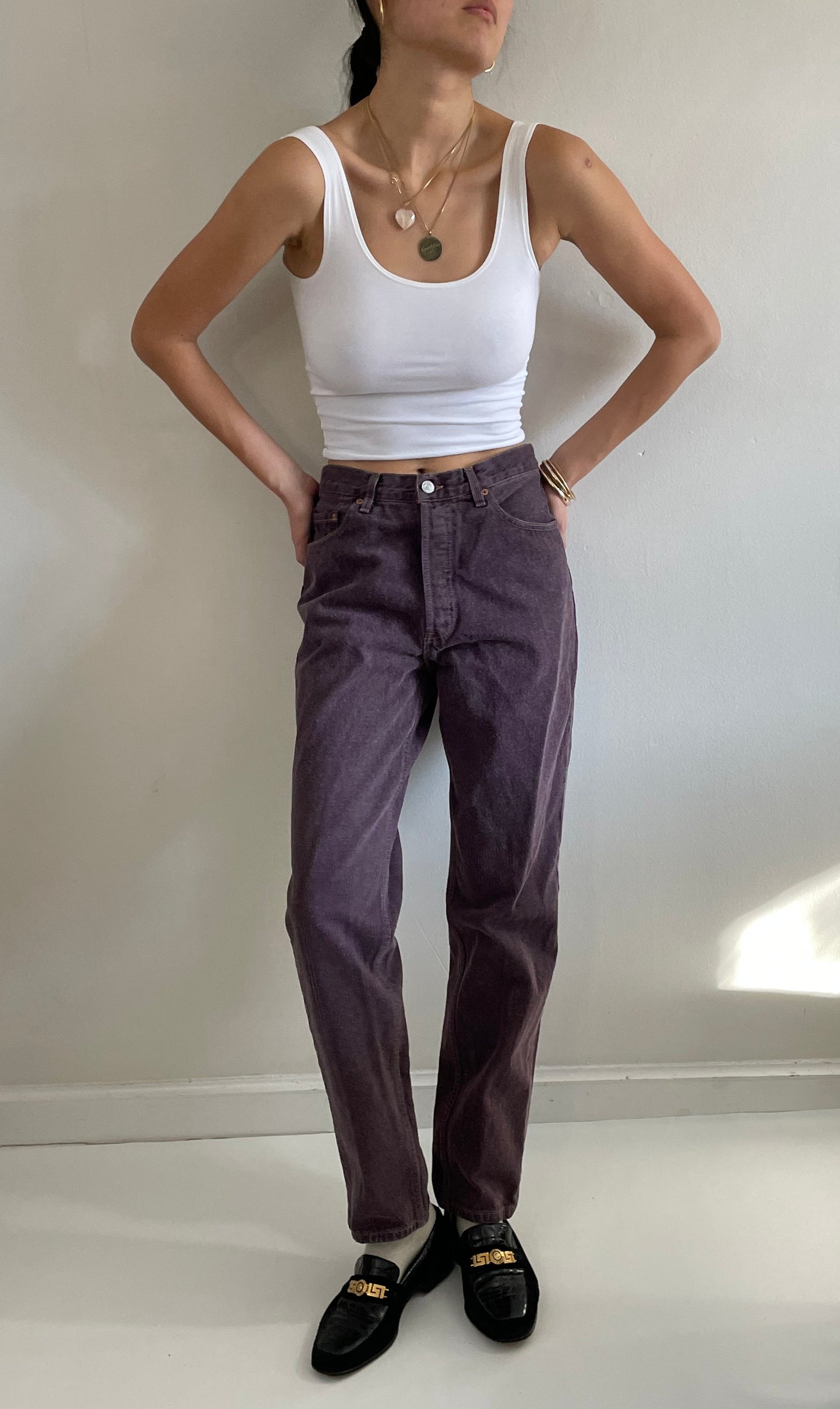 Vintage 80s Levi's button fly womens brown shrink to fit Levis 501 jeans size 29 x 32