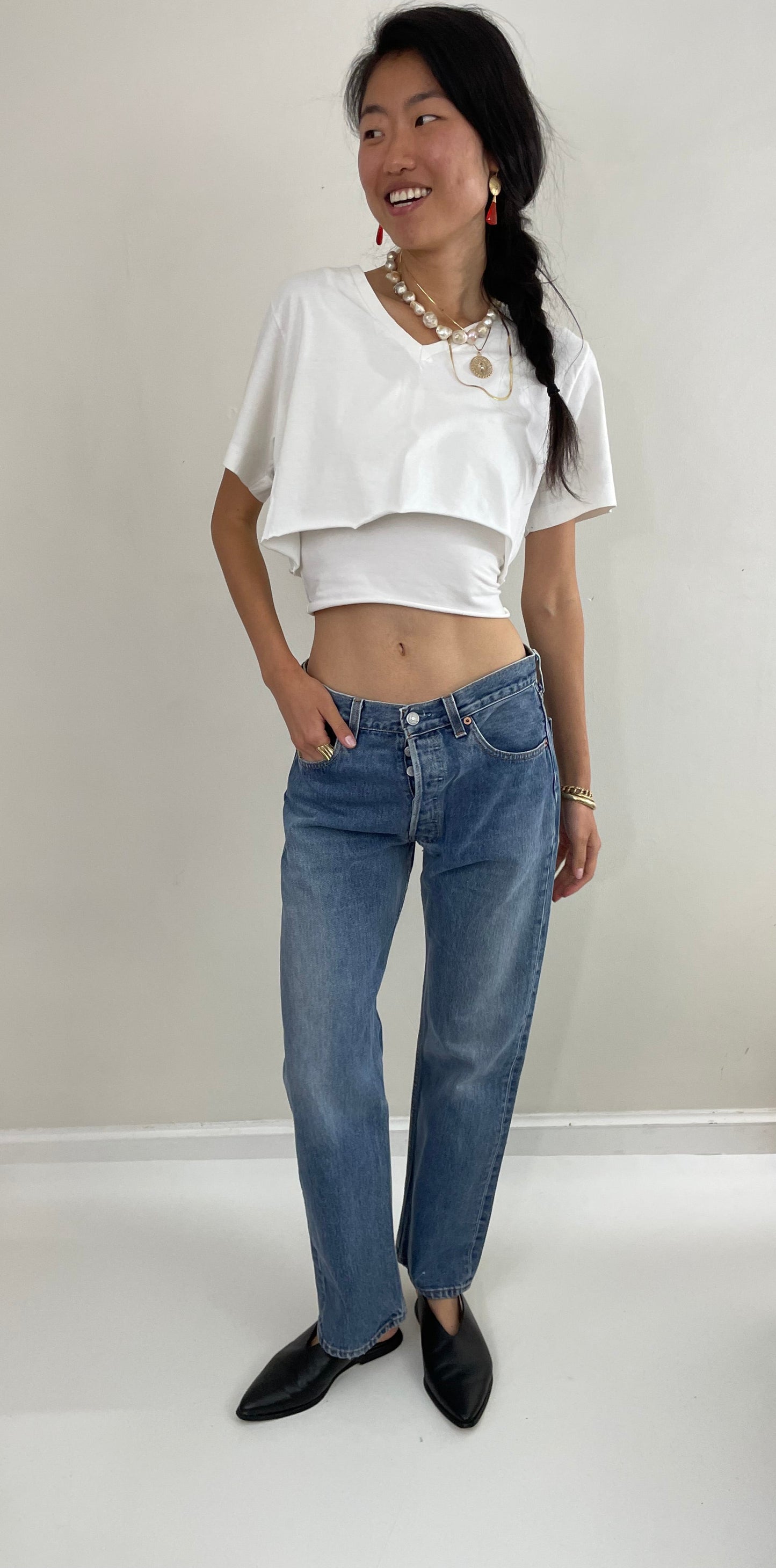 Vintage 80s Levi's 501 medium wash button fly iconic red tab Levis jeans made in USA size 30 x 30