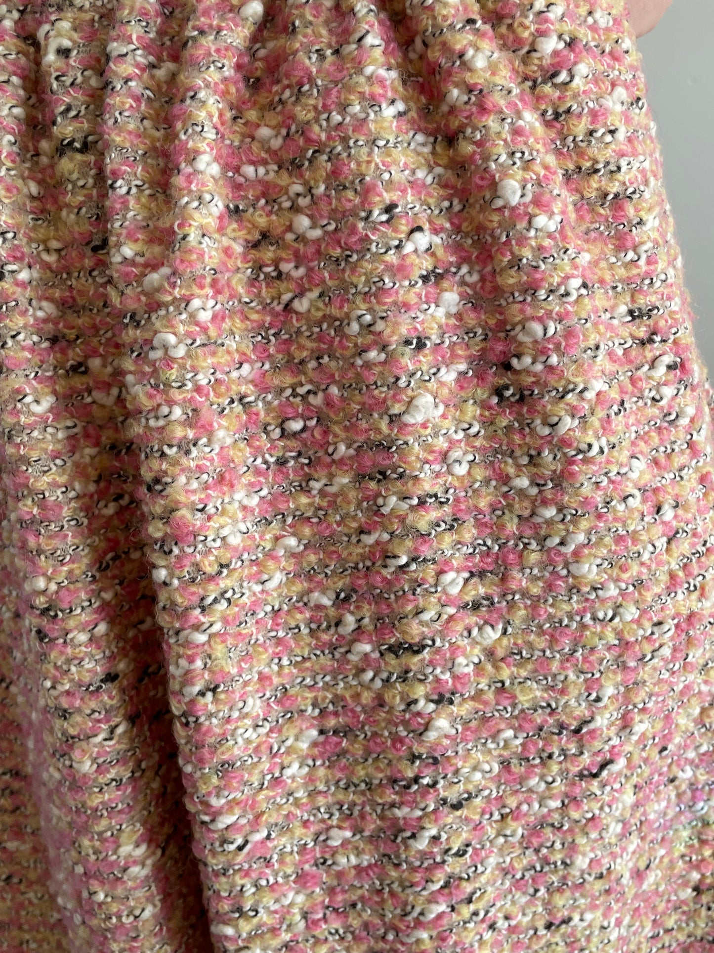 vintage 70s pink nubby boucle wool tweed handmade maxi skirt | Waist size 26