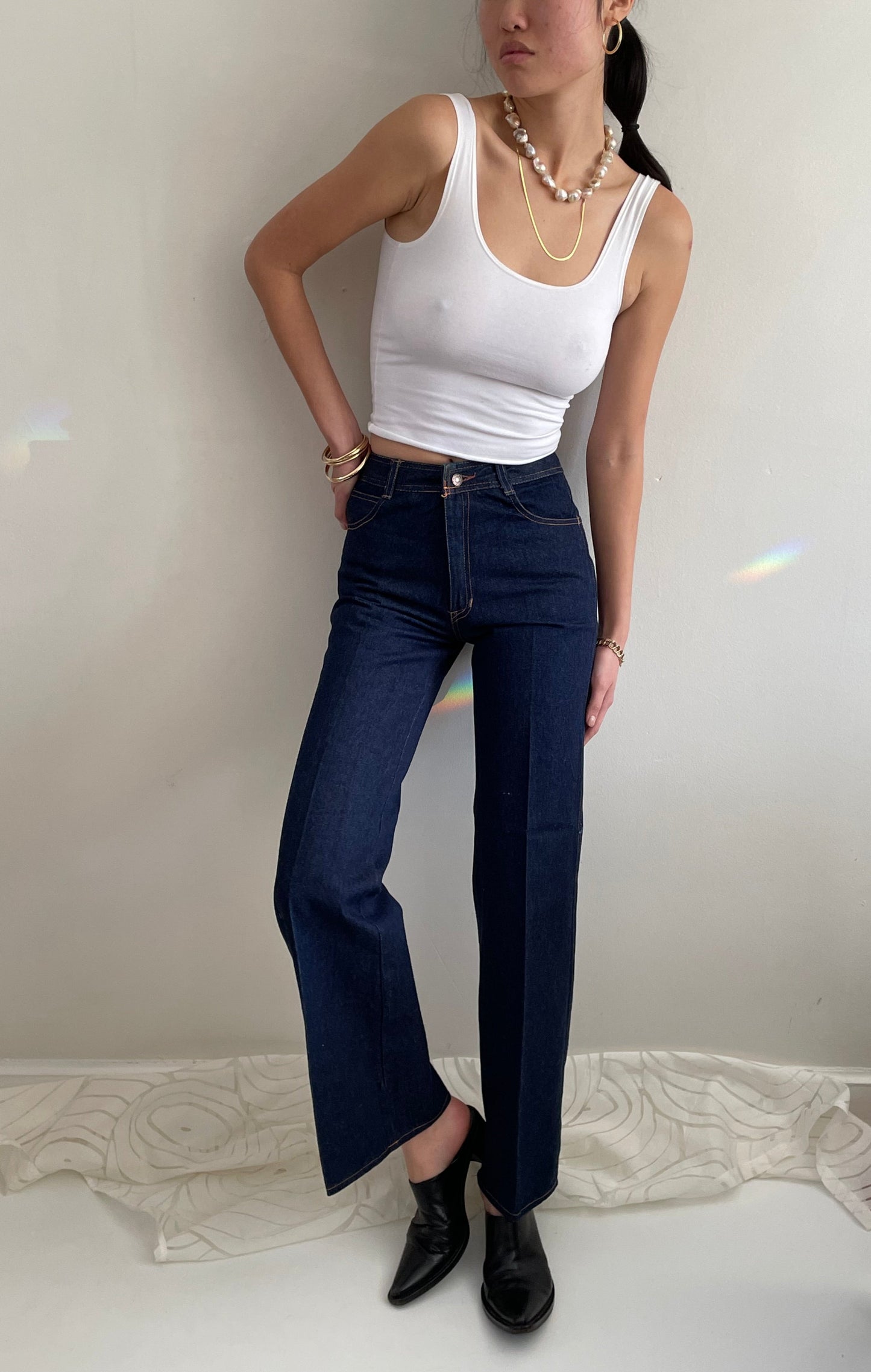 vintage 90s dark wash flared wide leg Deadstock NWT Swing Jeans | size 26 waist