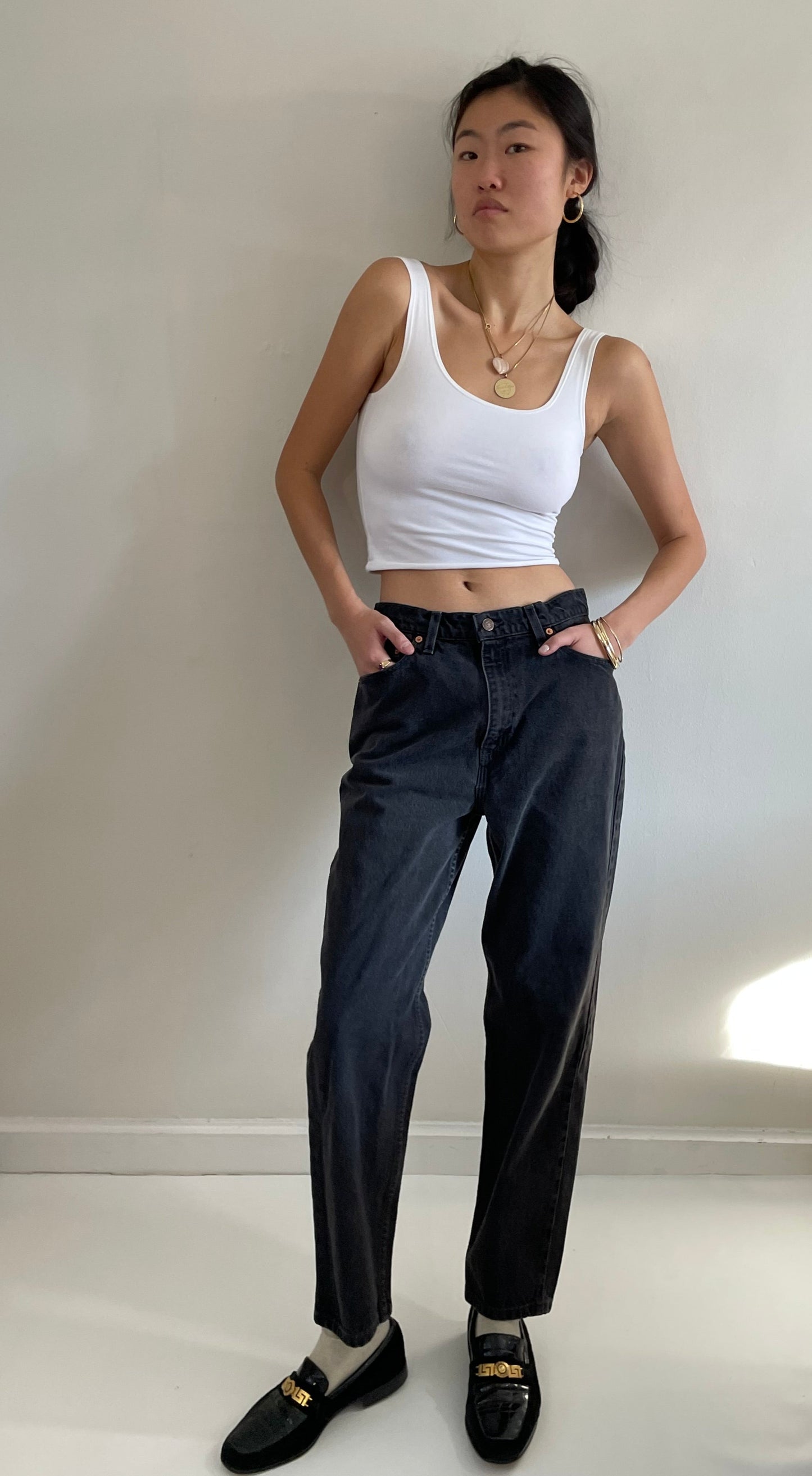 vintage black Levi's 512 high waisted zipper fly dark black Levis 512 jeans size Waist 29 (Copy)