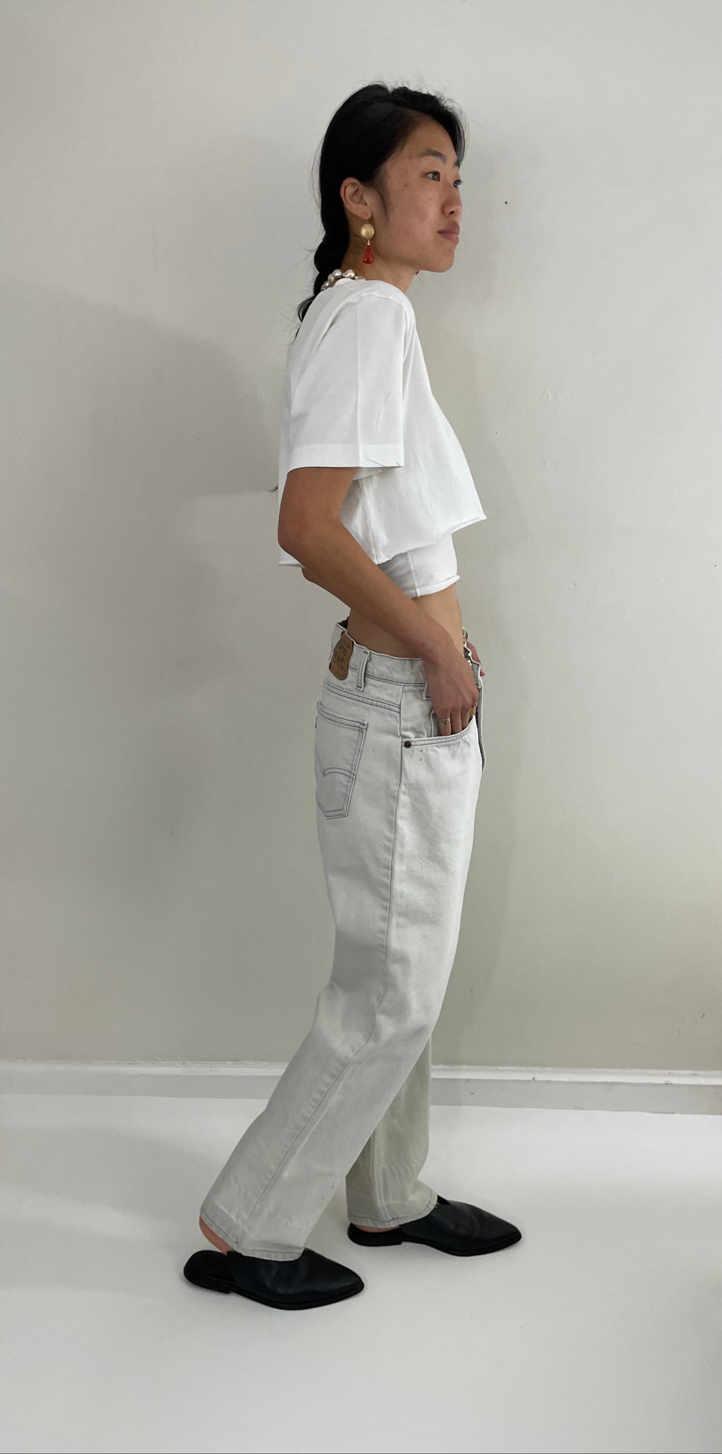 Vintage 80s Levi's 509 pale light blue gray black tab Levis zipper Dad boyfriend Levis jeans made USA size 32 x 29