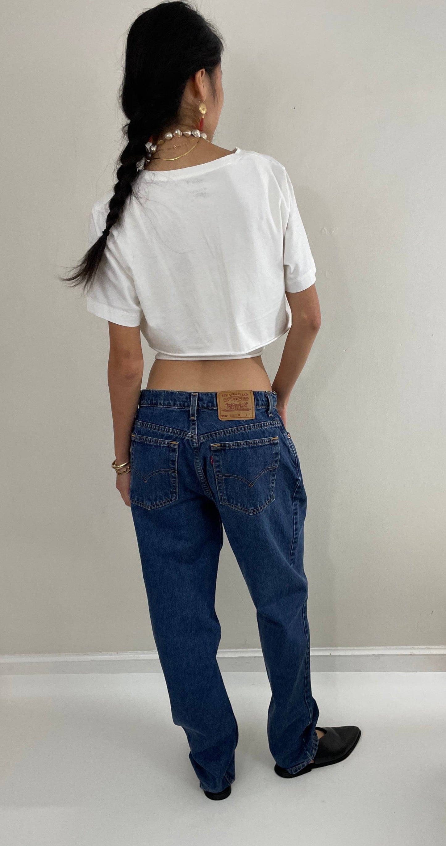 Vintage 80s Levi's 550 high waisted dark wash zipper tall mom Levis jeans size waist 32 x 32