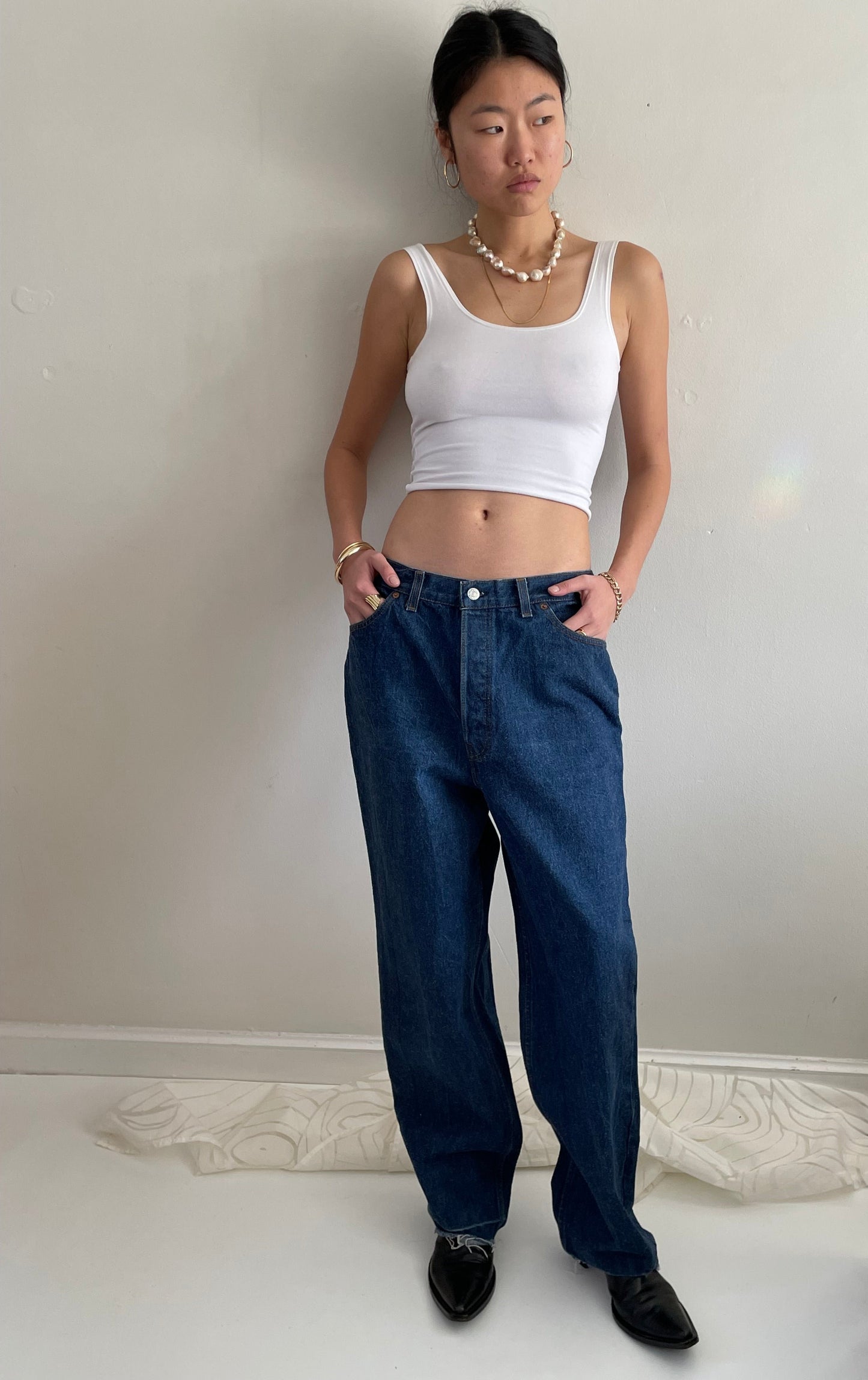vintage 70s Levi's raw dark wash baggy Levis jeans 501 0115 32 x 30