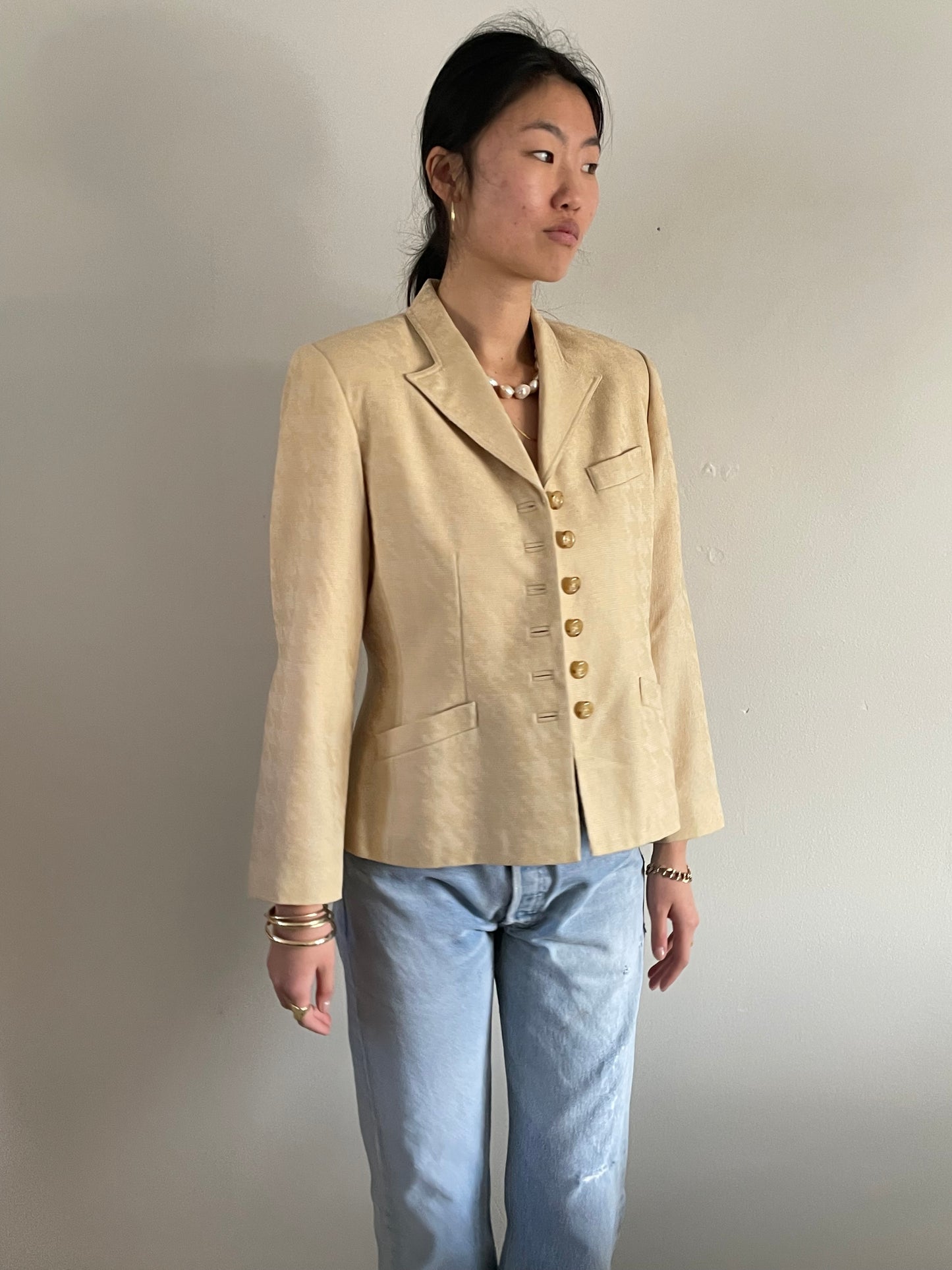 vintage 90s all season wool buttercream Nipon blazer M