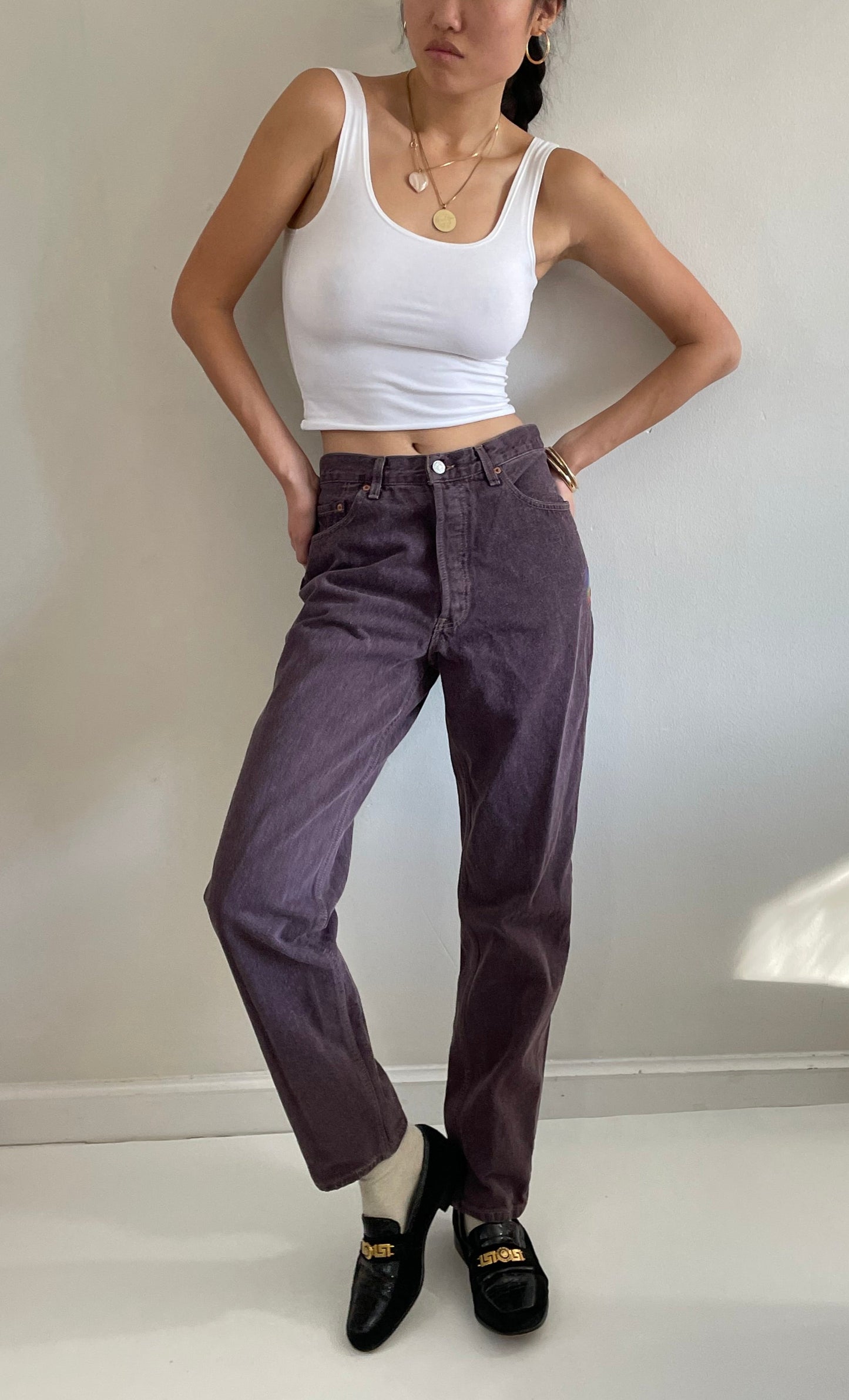 Vintage 80s Levi's button fly womens brown shrink to fit Levis 501 jeans size 29 x 32