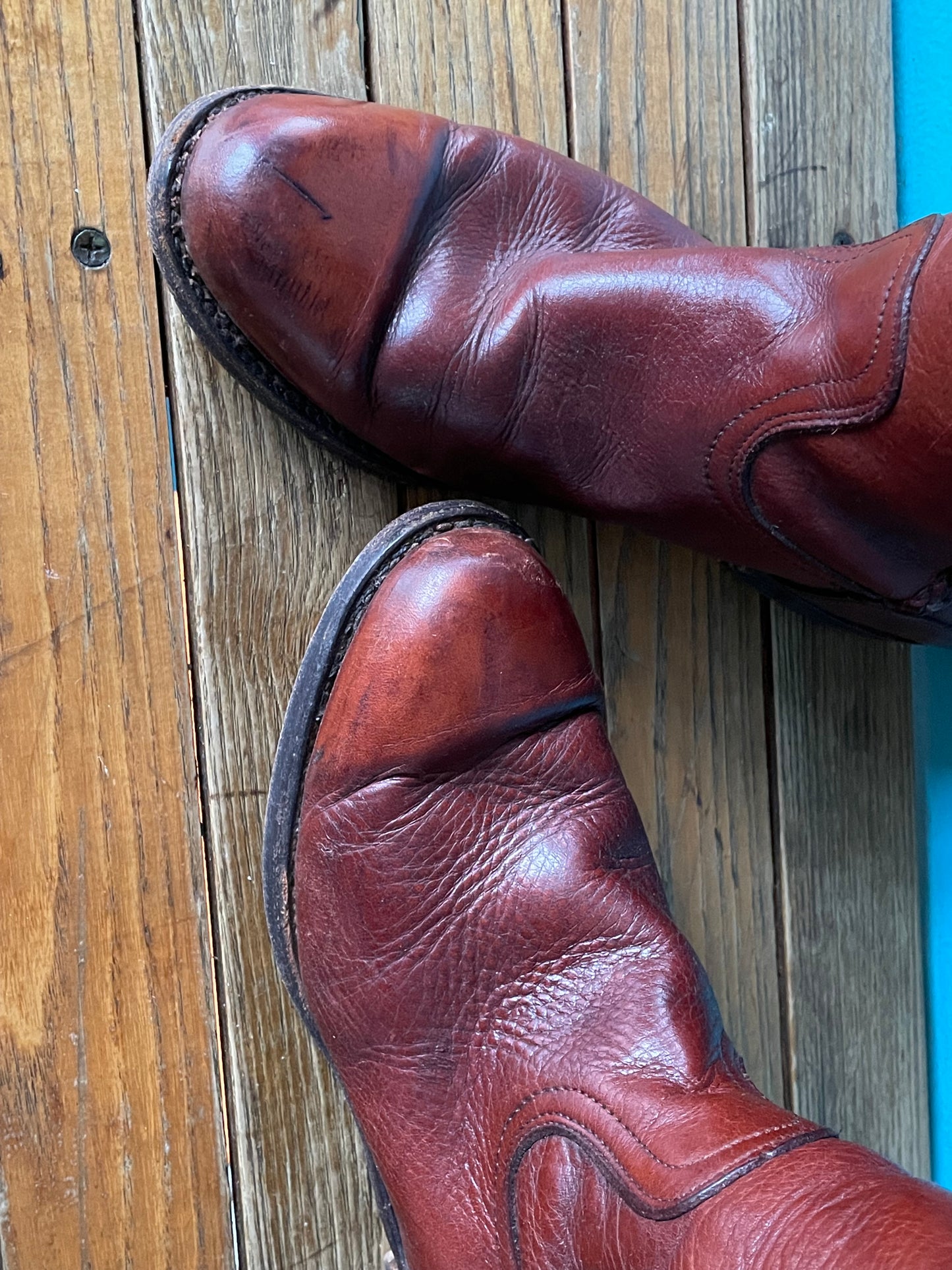 Vintage 70s Frye Leather Boots Tall Chestnut Leather Campus Boots 7.5 B