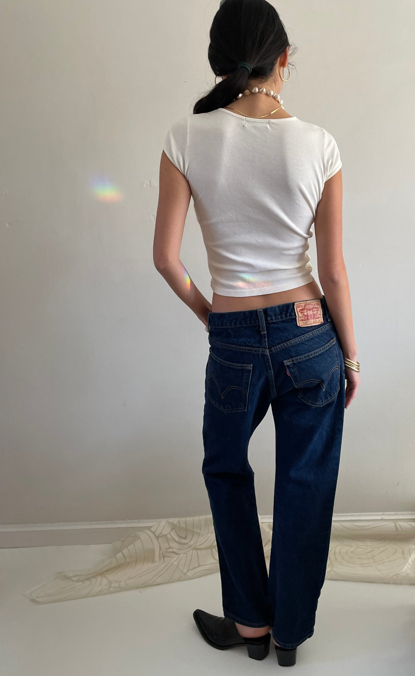 vintage Levi's 517 dark wash boyfriend cowboy zipper fly Levis jeans size 32 x 30