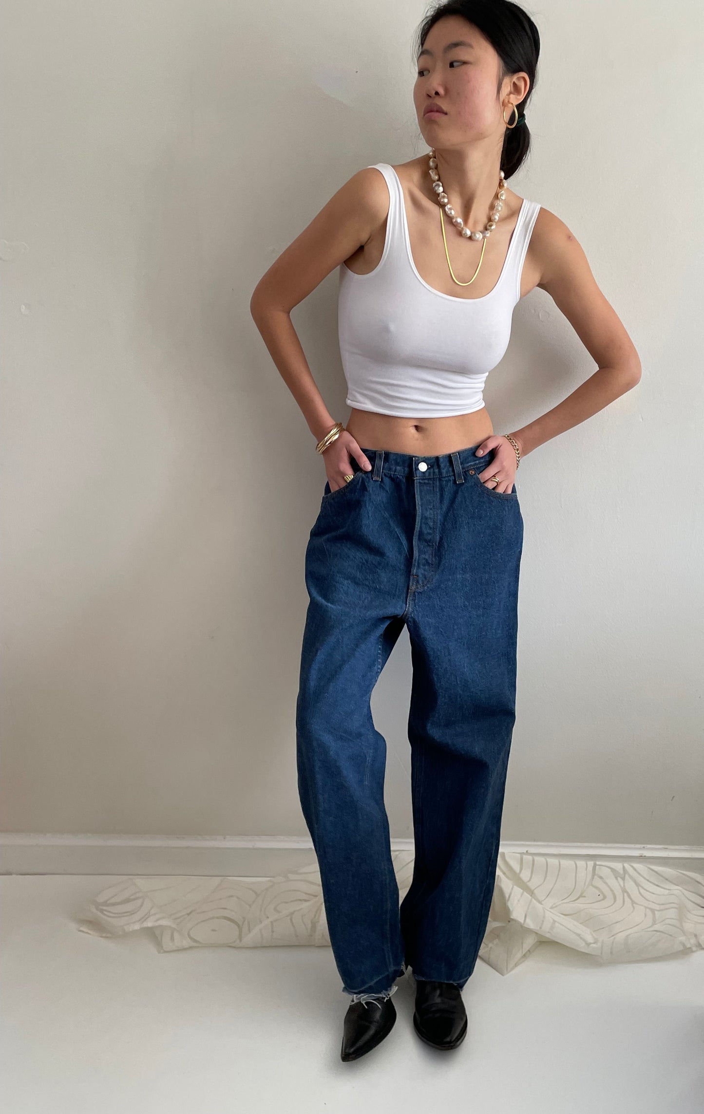 vintage 70s Levi's raw dark wash baggy Levis jeans 501 0115 32 x 30