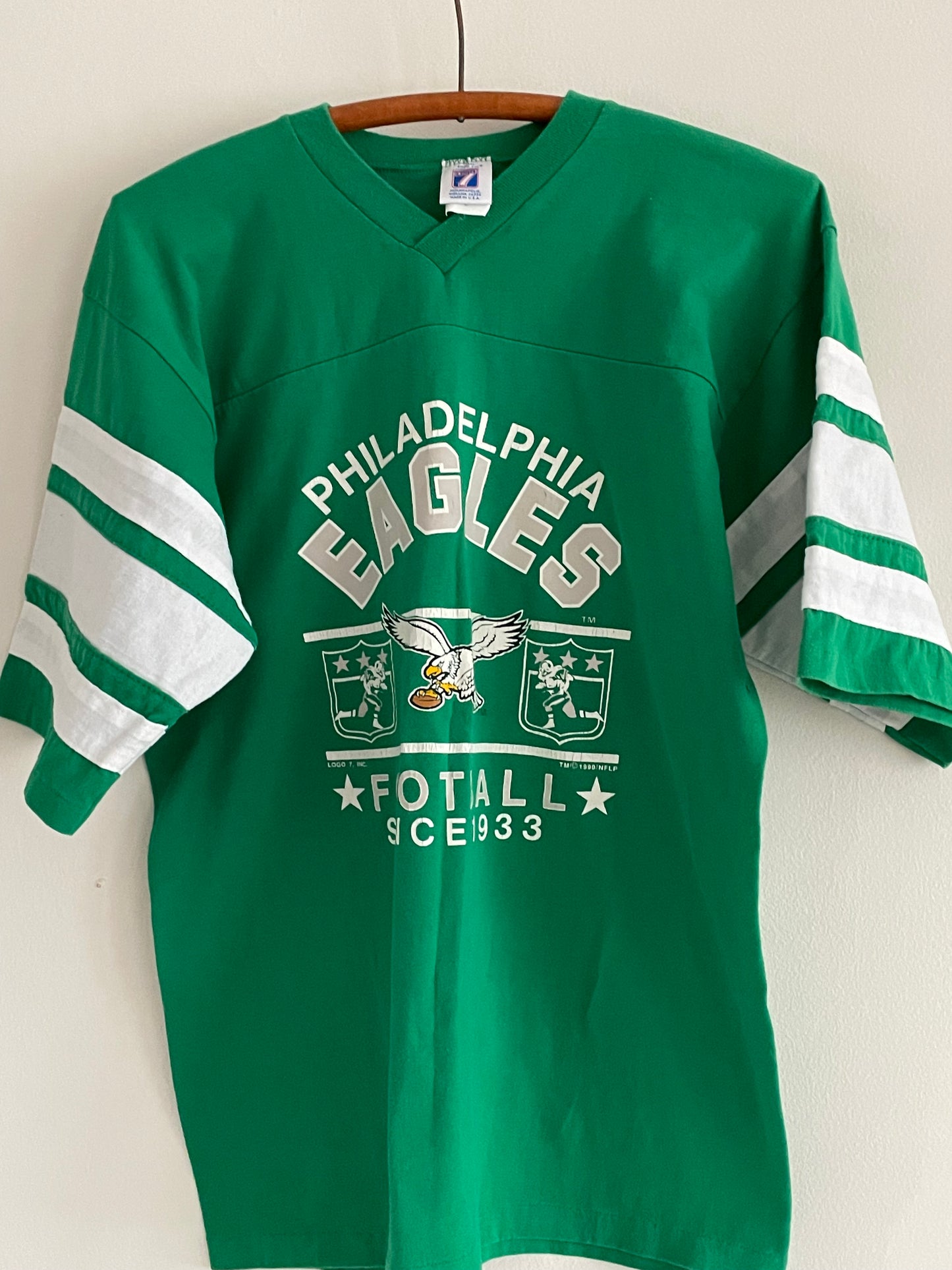 Vintage 90s Philadelphia Eagles Kelly Green Football T-Shirt Jersey Boyfriend Shirt L