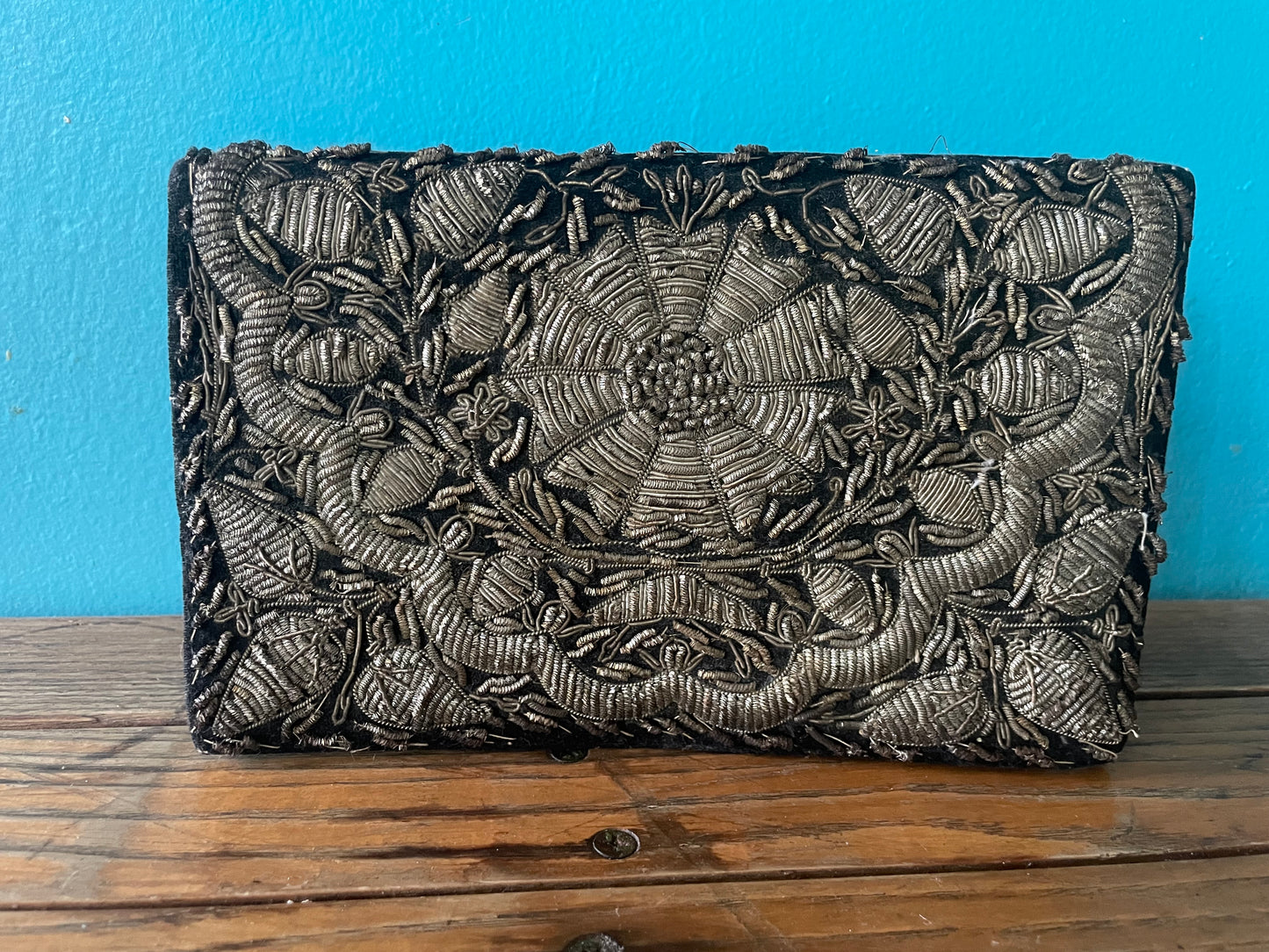 Vintage antique embroidered small clutch