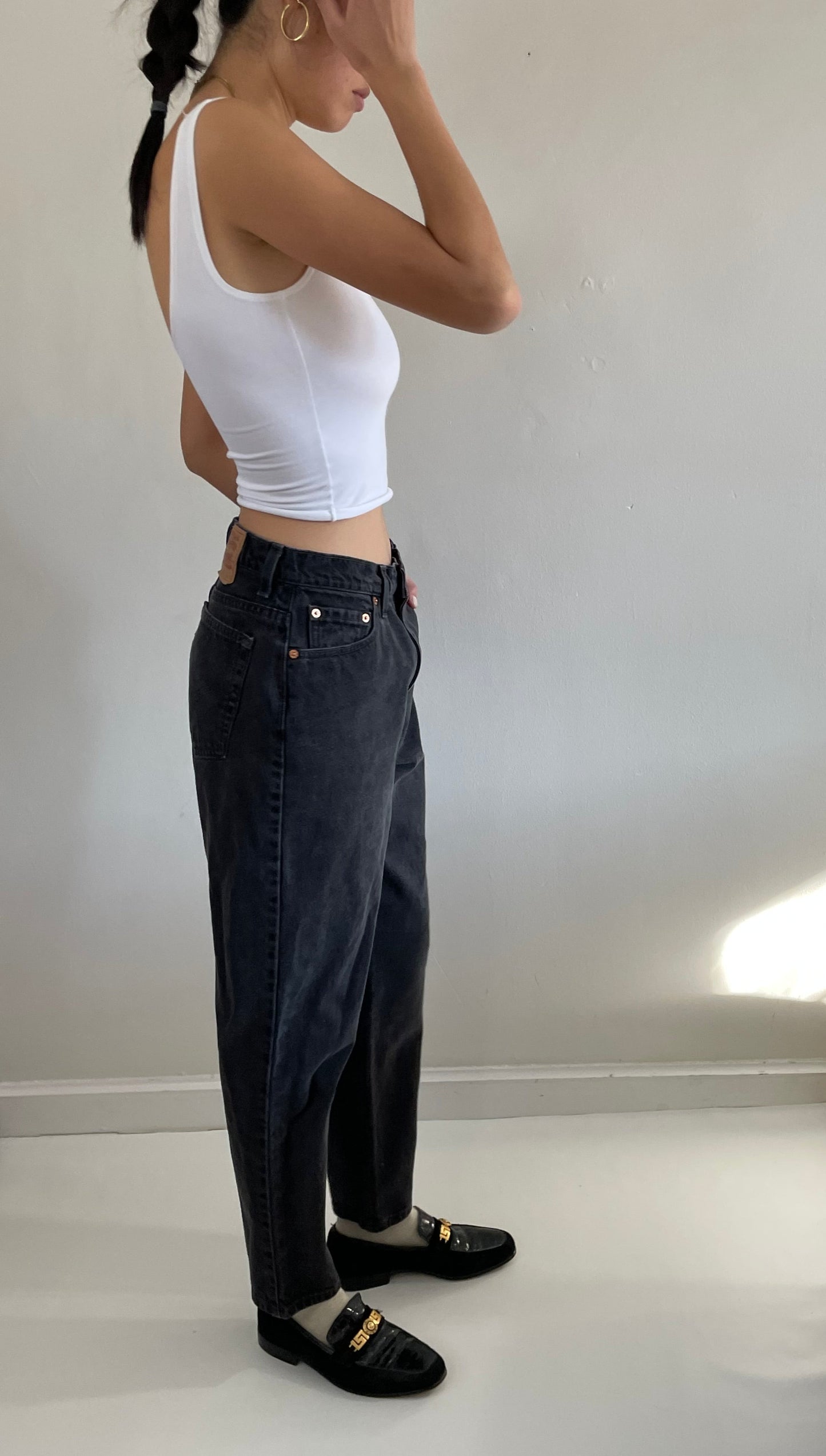 vintage black Levi's 512 high waisted zipper fly dark black Levis 512 jeans size Waist 29 (Copy)