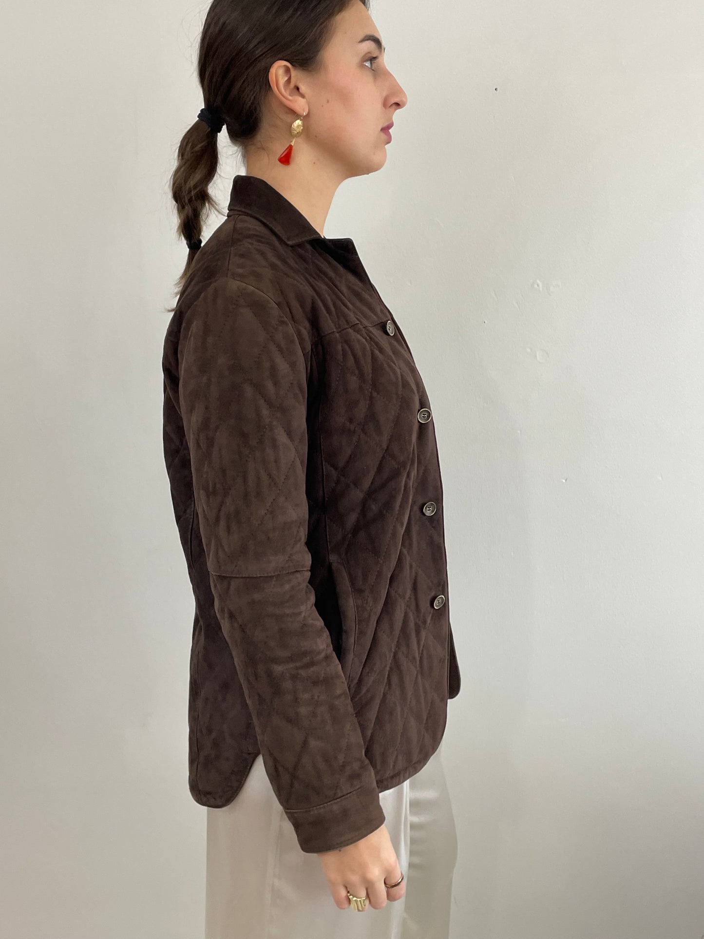 Vintage Paul Stuart Suede Jacket Quilted made in Italy 40