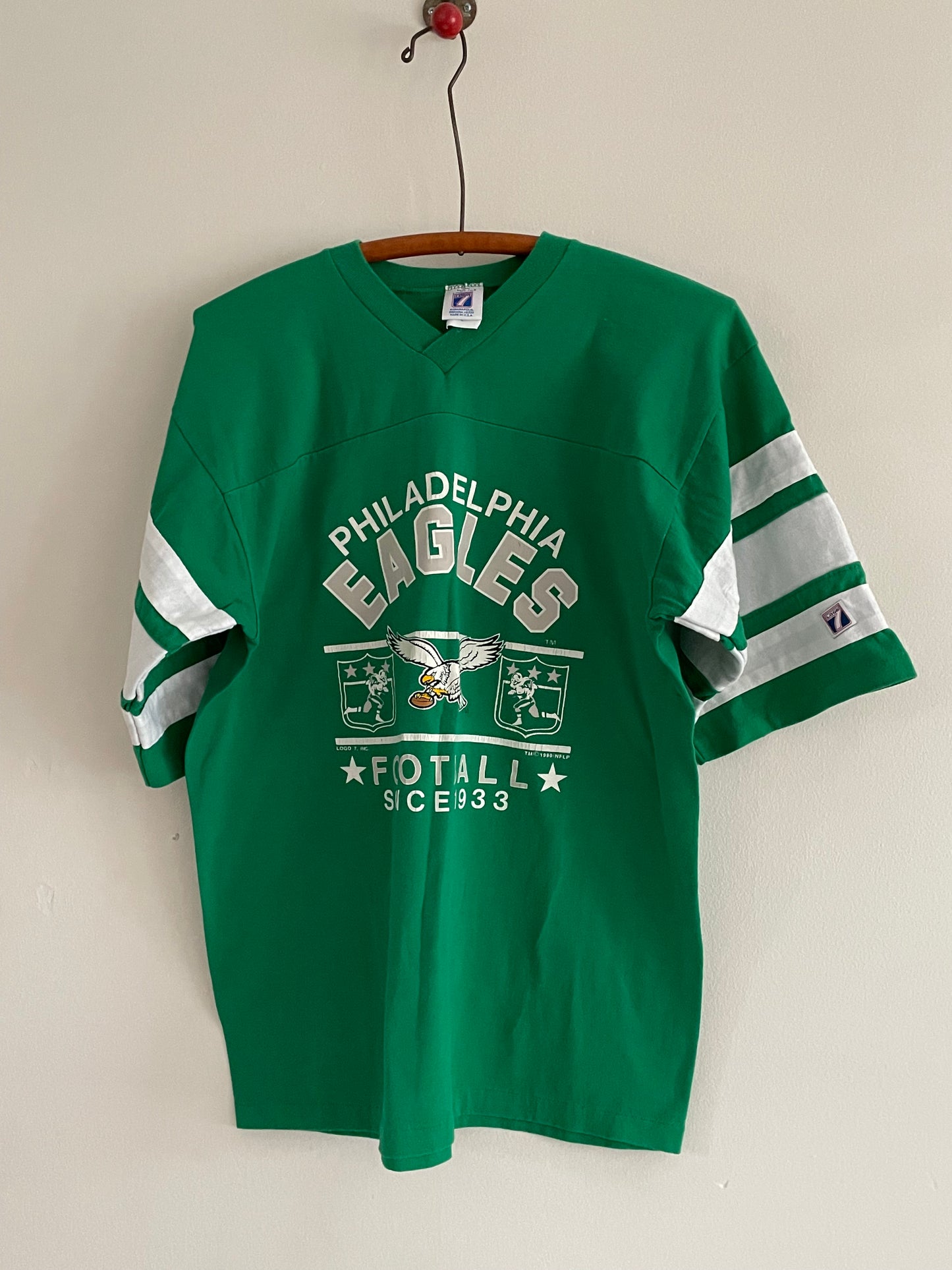 Vintage 90s Philadelphia Eagles Kelly Green Football T-Shirt Jersey Boyfriend Shirt L