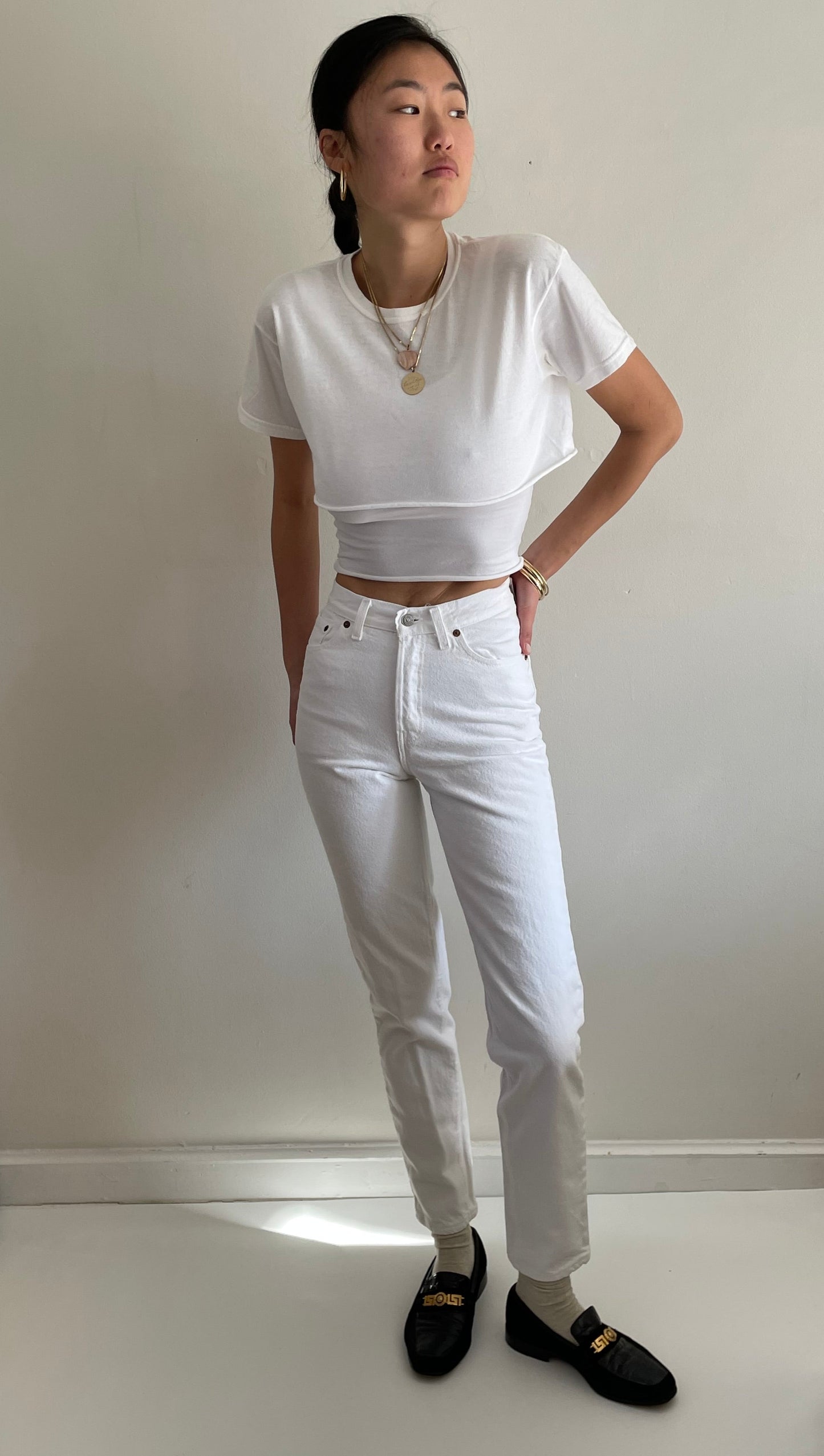 vintage Levi's 501 white petite Levis jeans small size 24