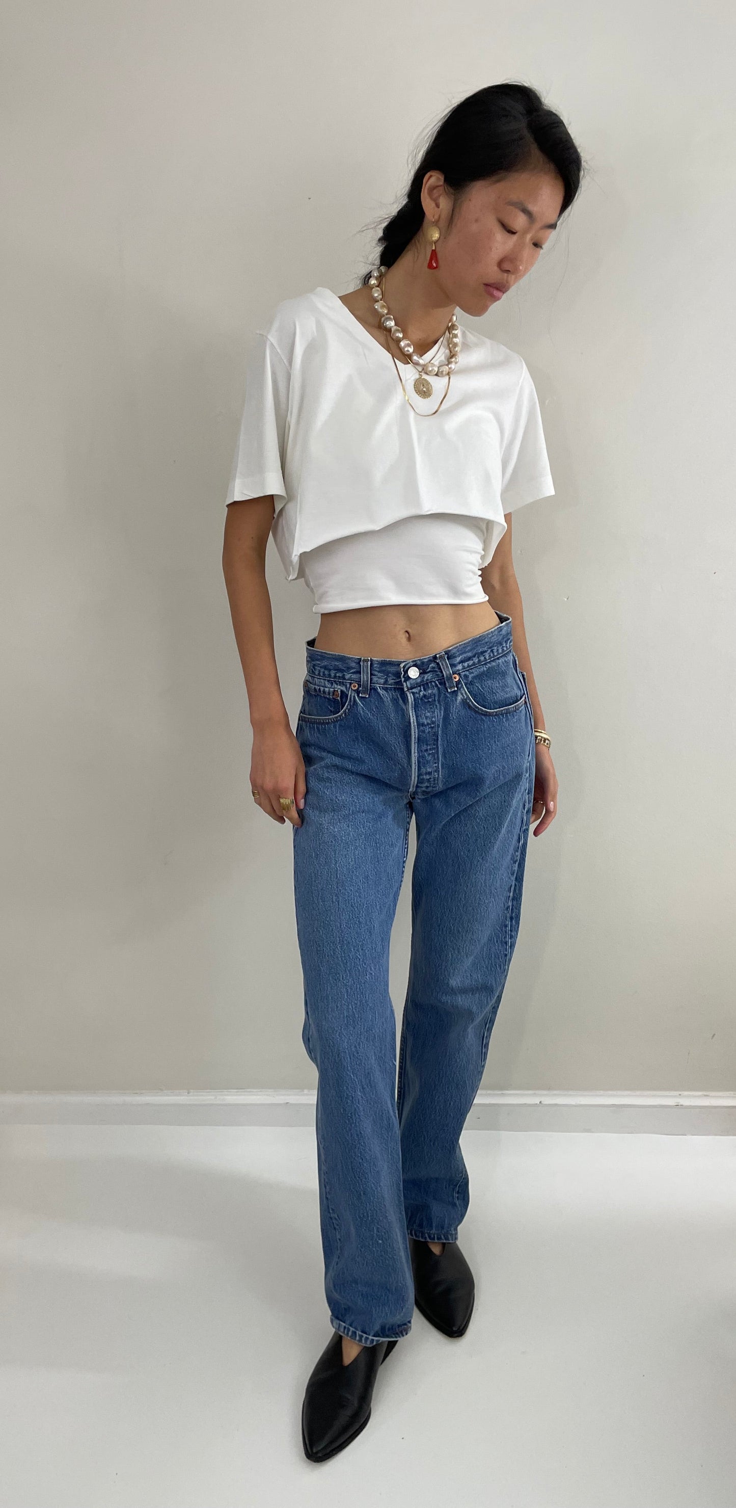 Vintage 80s Levi's jeans faded shrink to fit button fly red tab boyfriend Levis 501 jeans tall size 30 x 32 New
