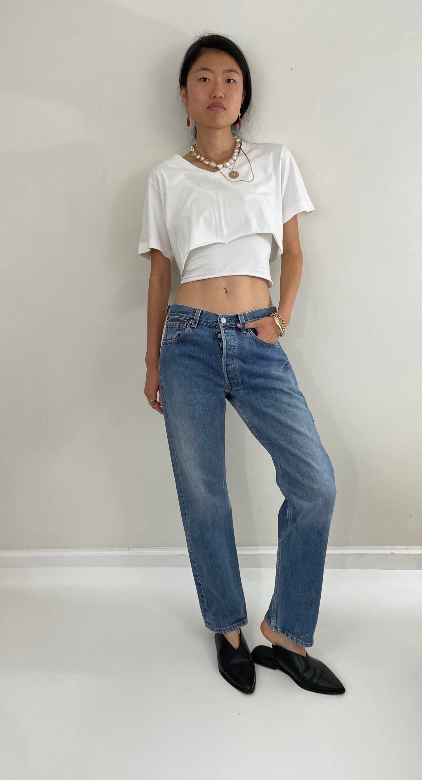 Vintage 80s Levi's 501 medium wash button fly iconic red tab Levis jeans made in USA size 30 x 30