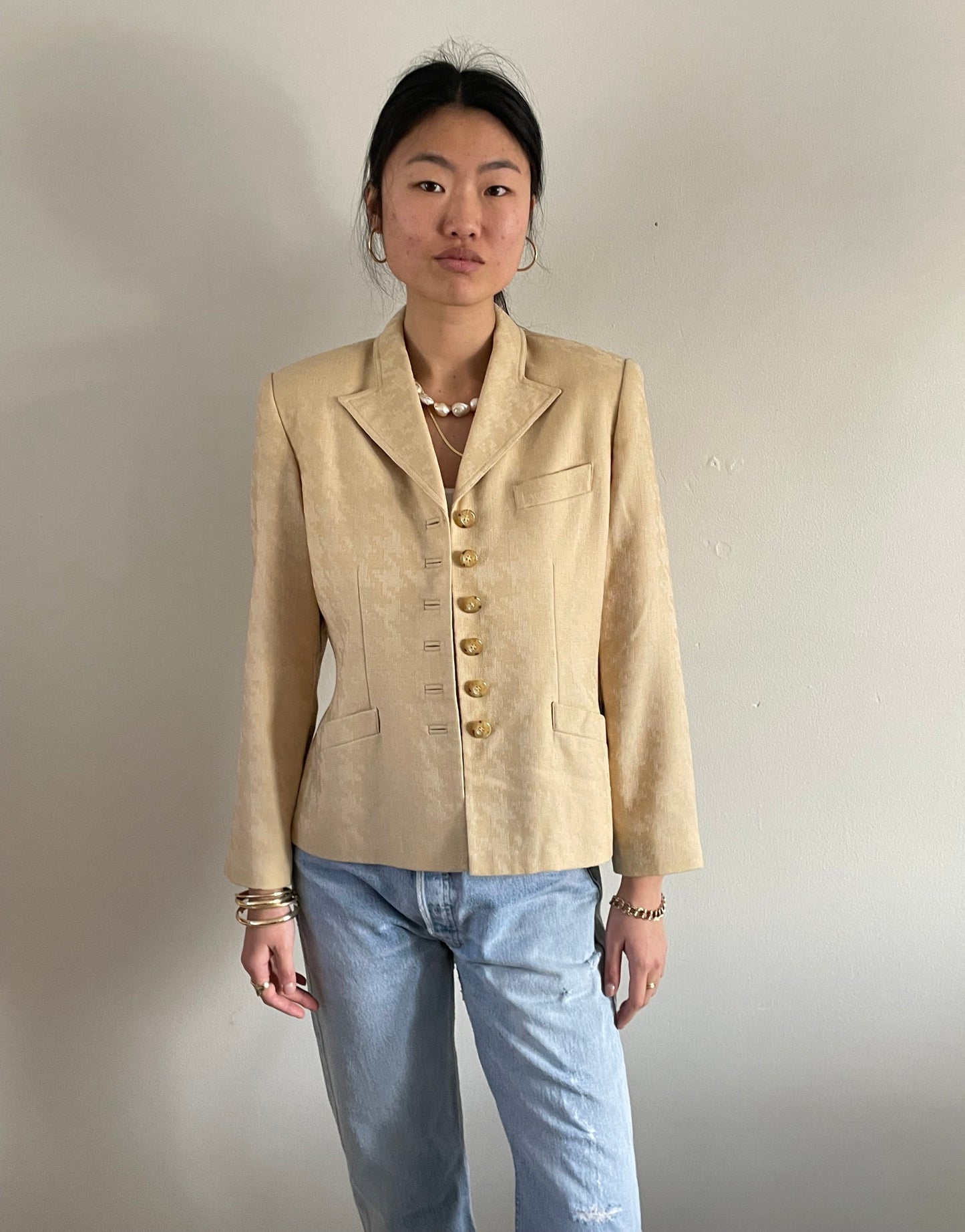 vintage 90s all season wool buttercream Nipon blazer M