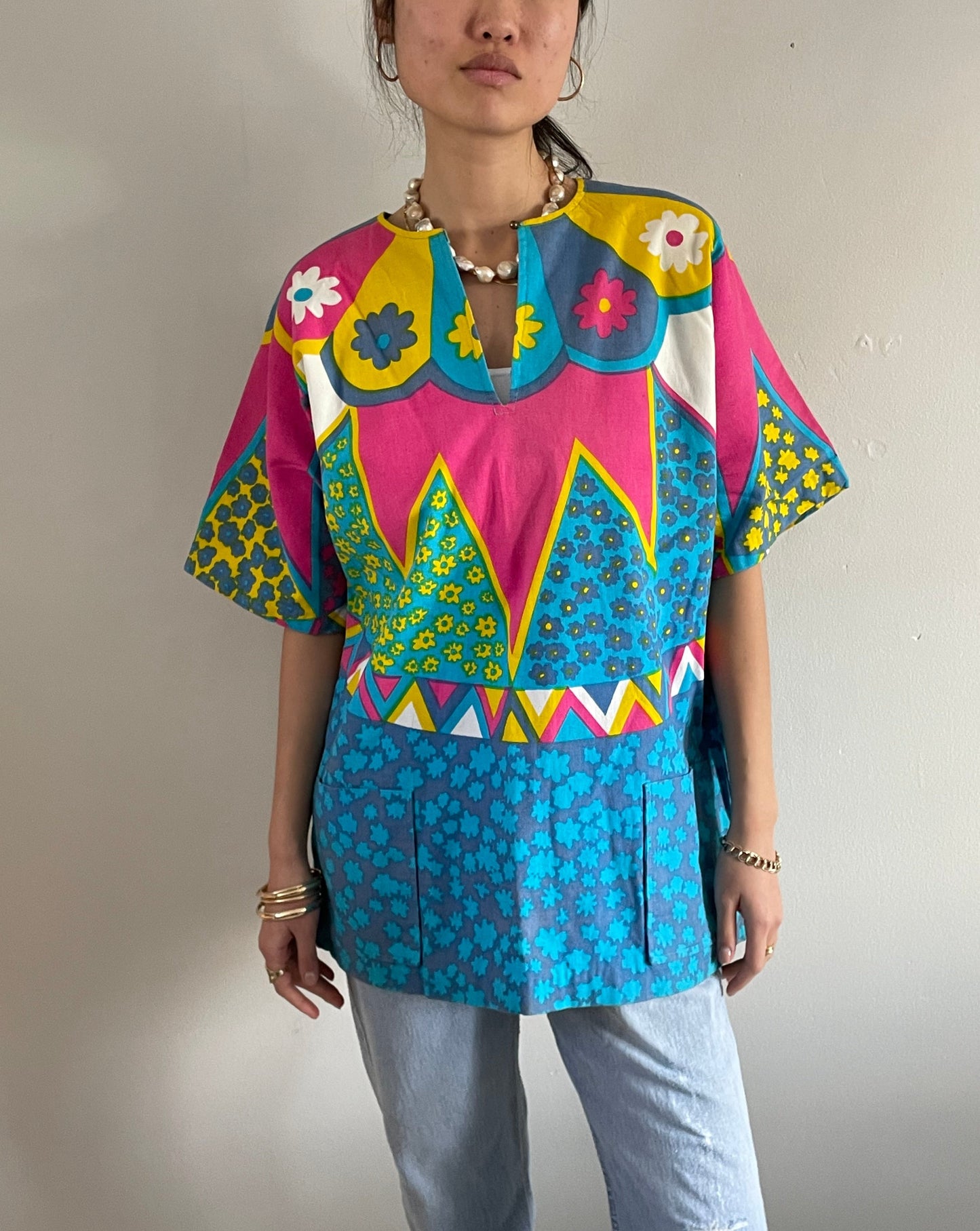 vintage 60s Mod beach cover up mini dress Surf Togs