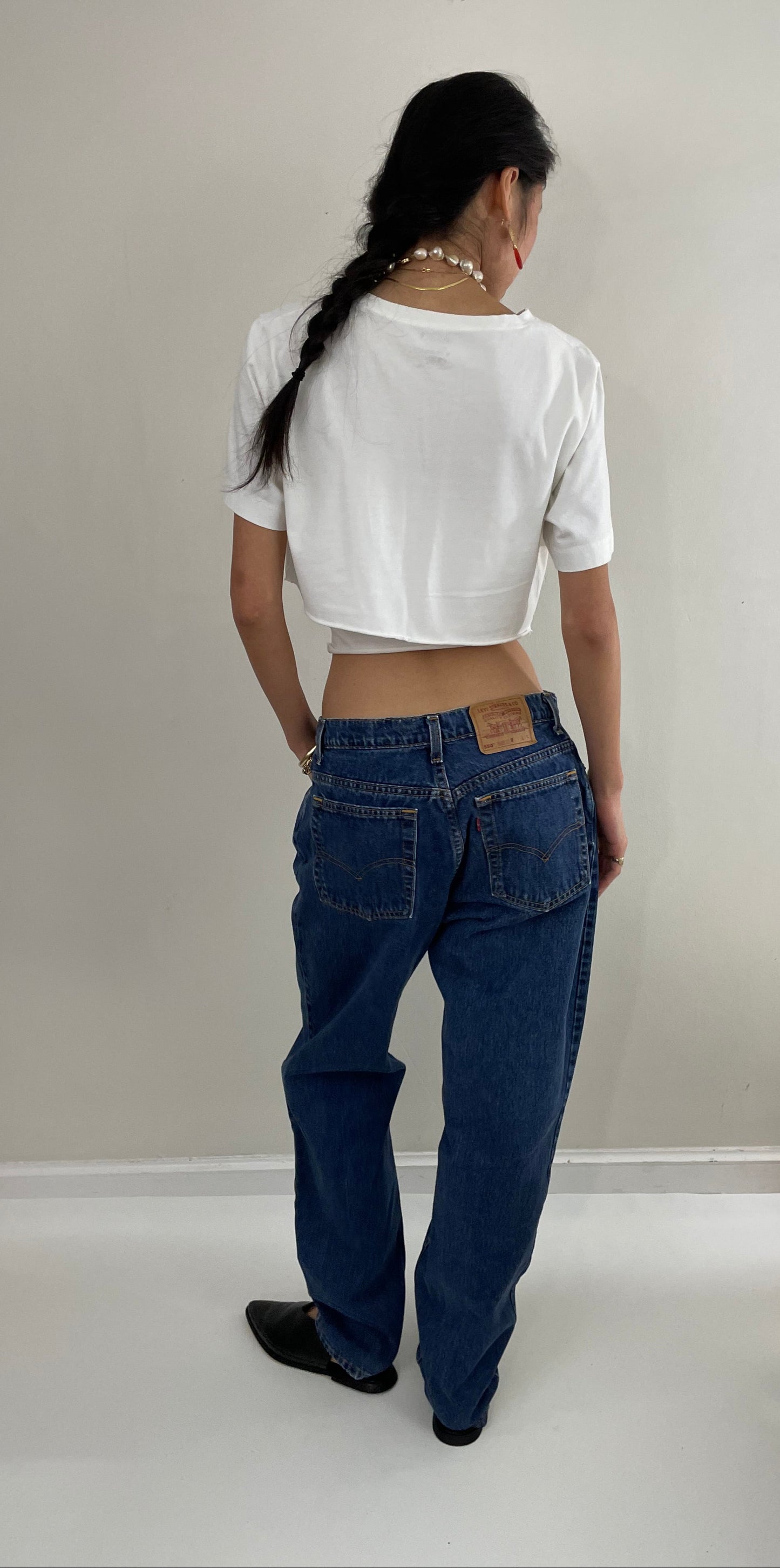 Vintage 80s Levi's 550 high waisted dark wash zipper tall mom Levis jeans size waist 32 x 32