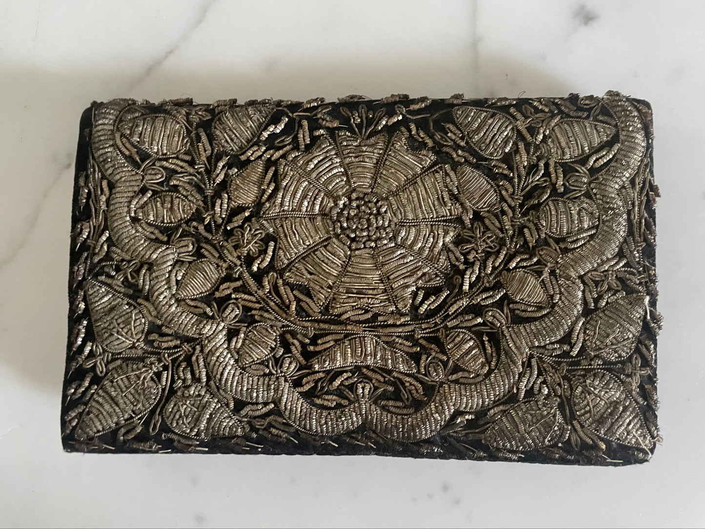 Vintage antique embroidered small clutch